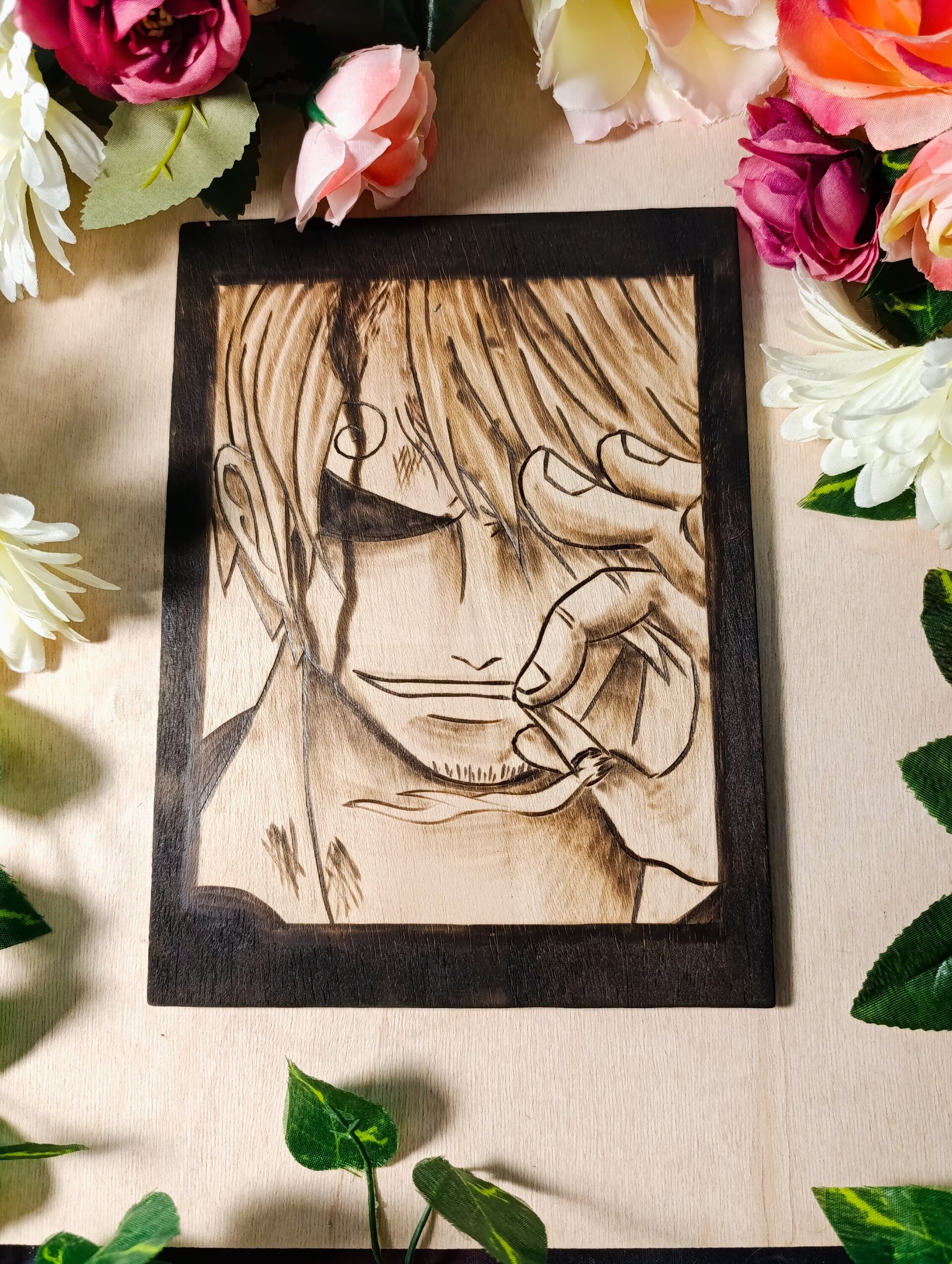 Cuadro pirograbado sanji - 7