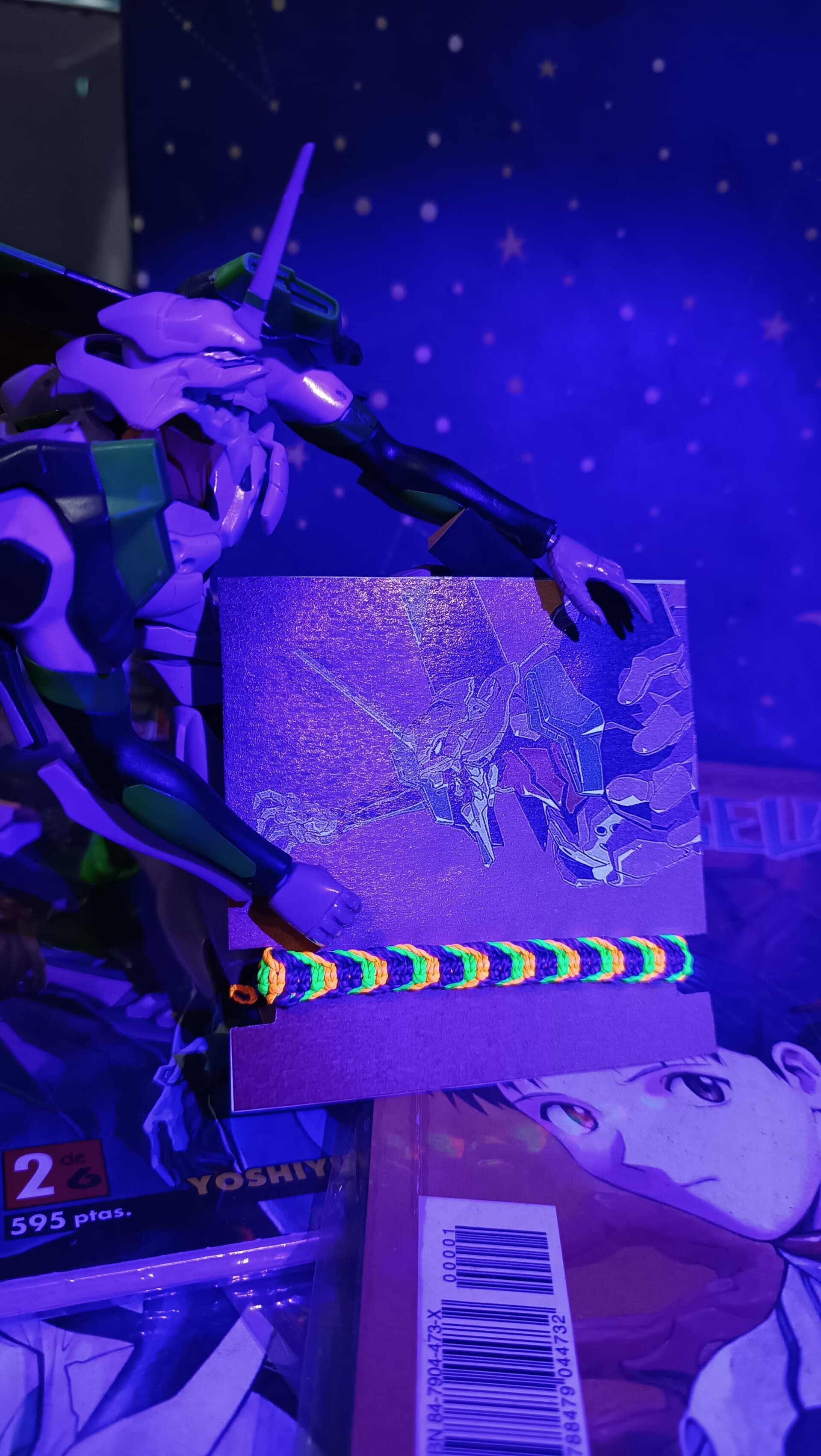 Pulsera Evangelion anime Pulsera neón tejida a mano con la técnica de macramé - 3