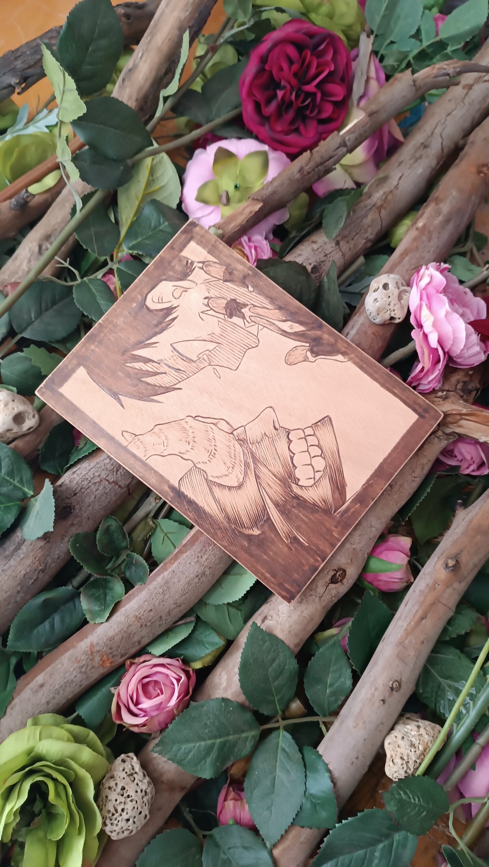 Cuadro anime fire force pirograbado a mano en madera - 3