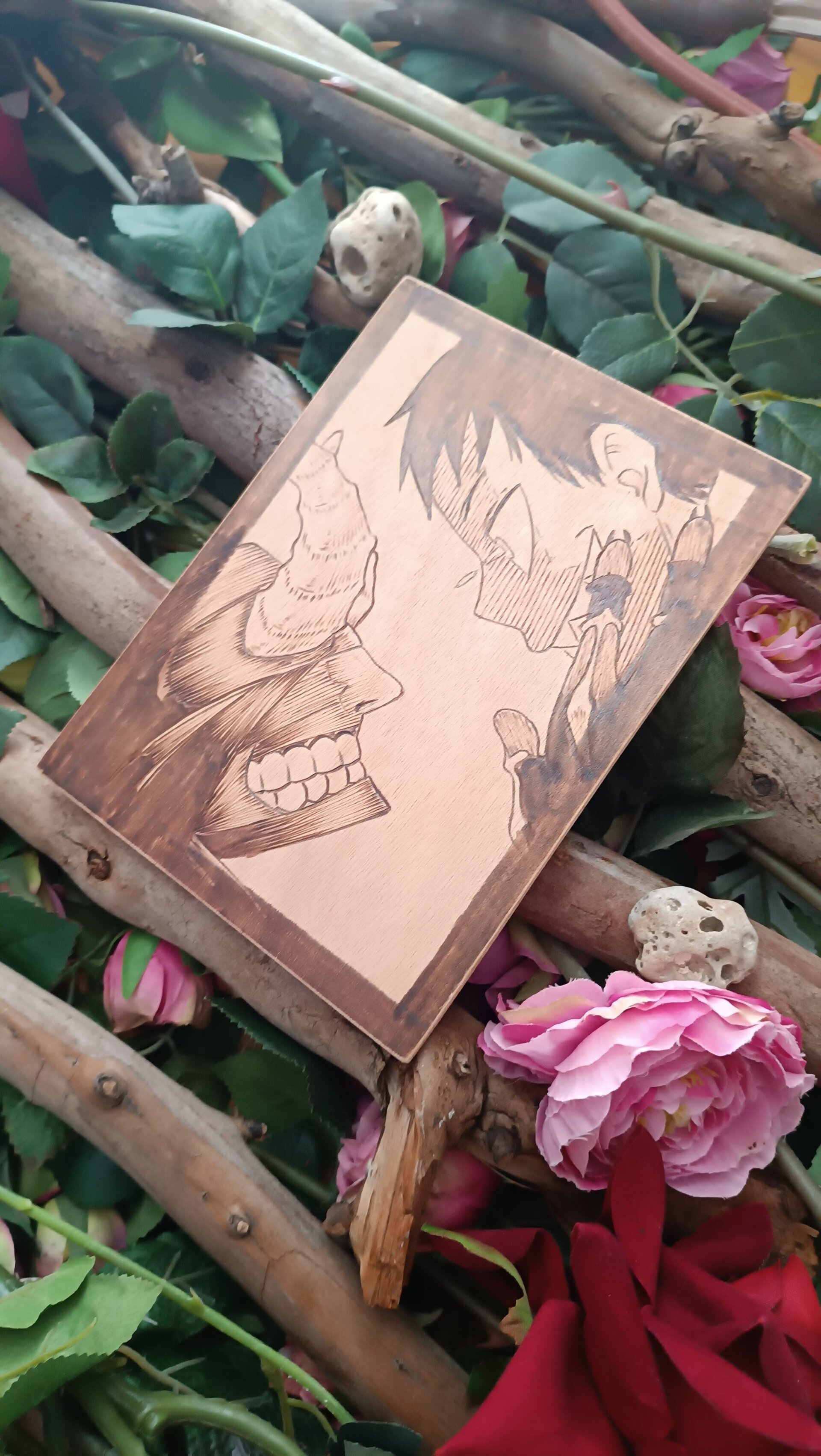 Cuadro anime fire force pirograbado a mano en madera - 2