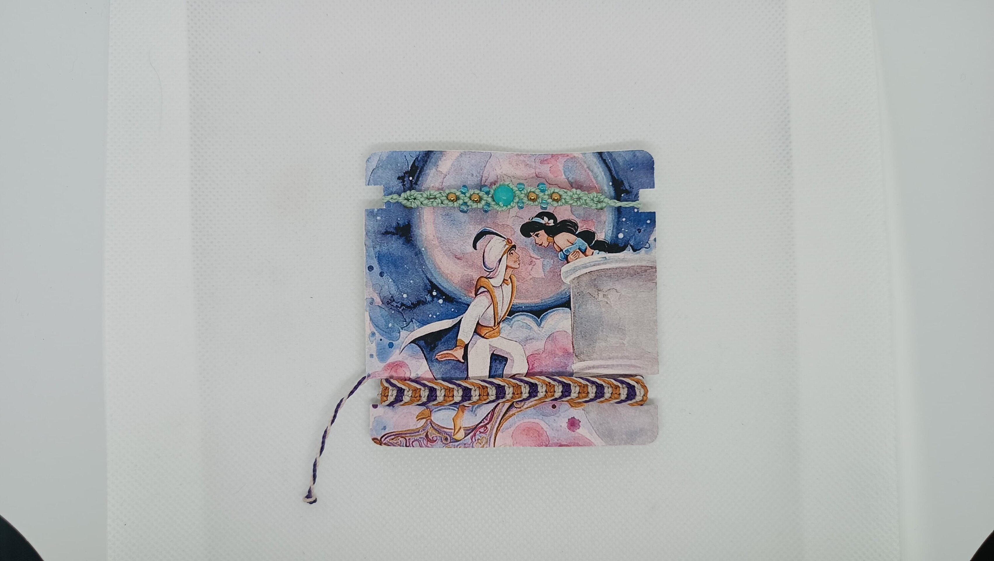 Pulseras Disney Aladín y Jazmín con piedra natural y tejidas a mano macrame - 8