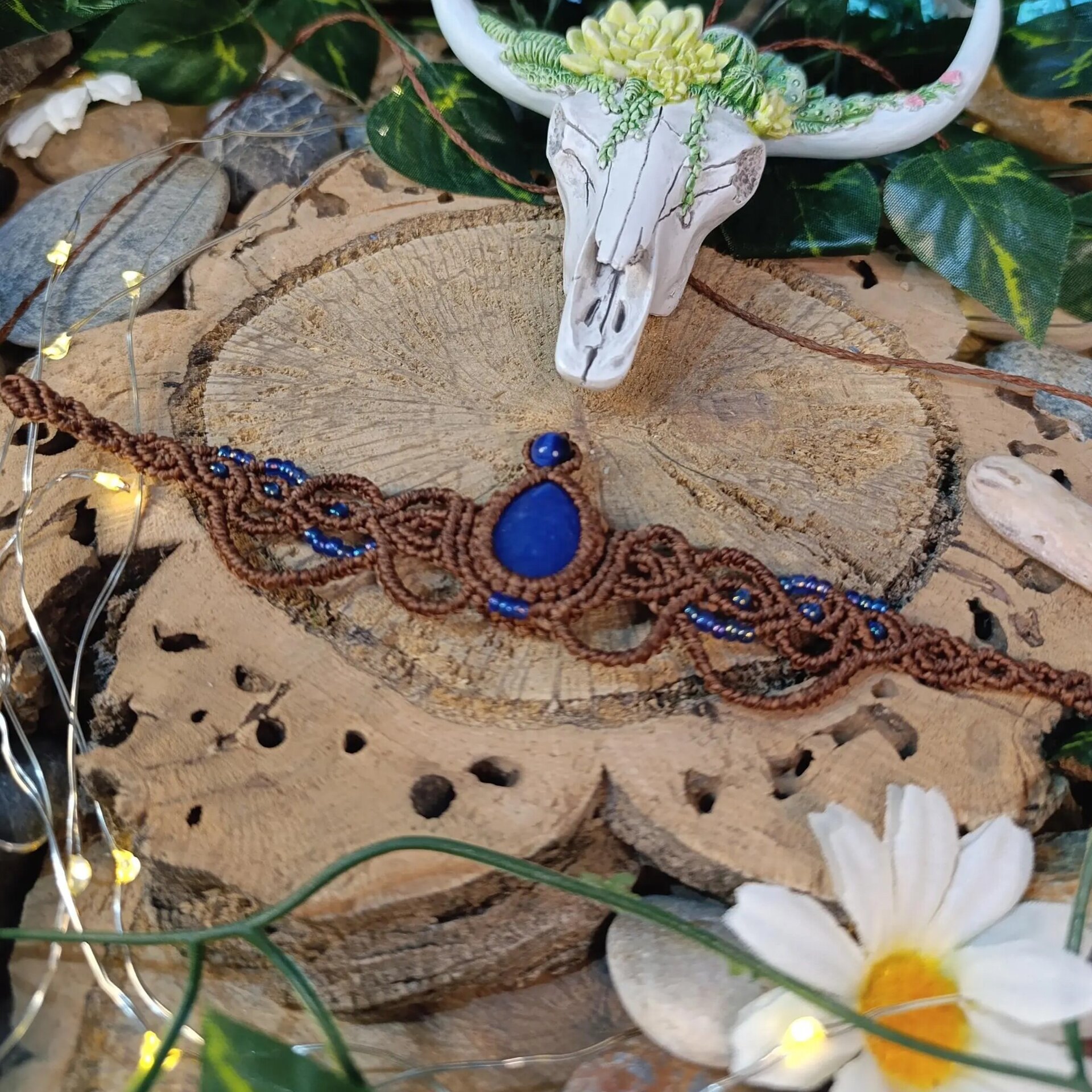 Gargantilla/Choker macramé con piedra natural - 2