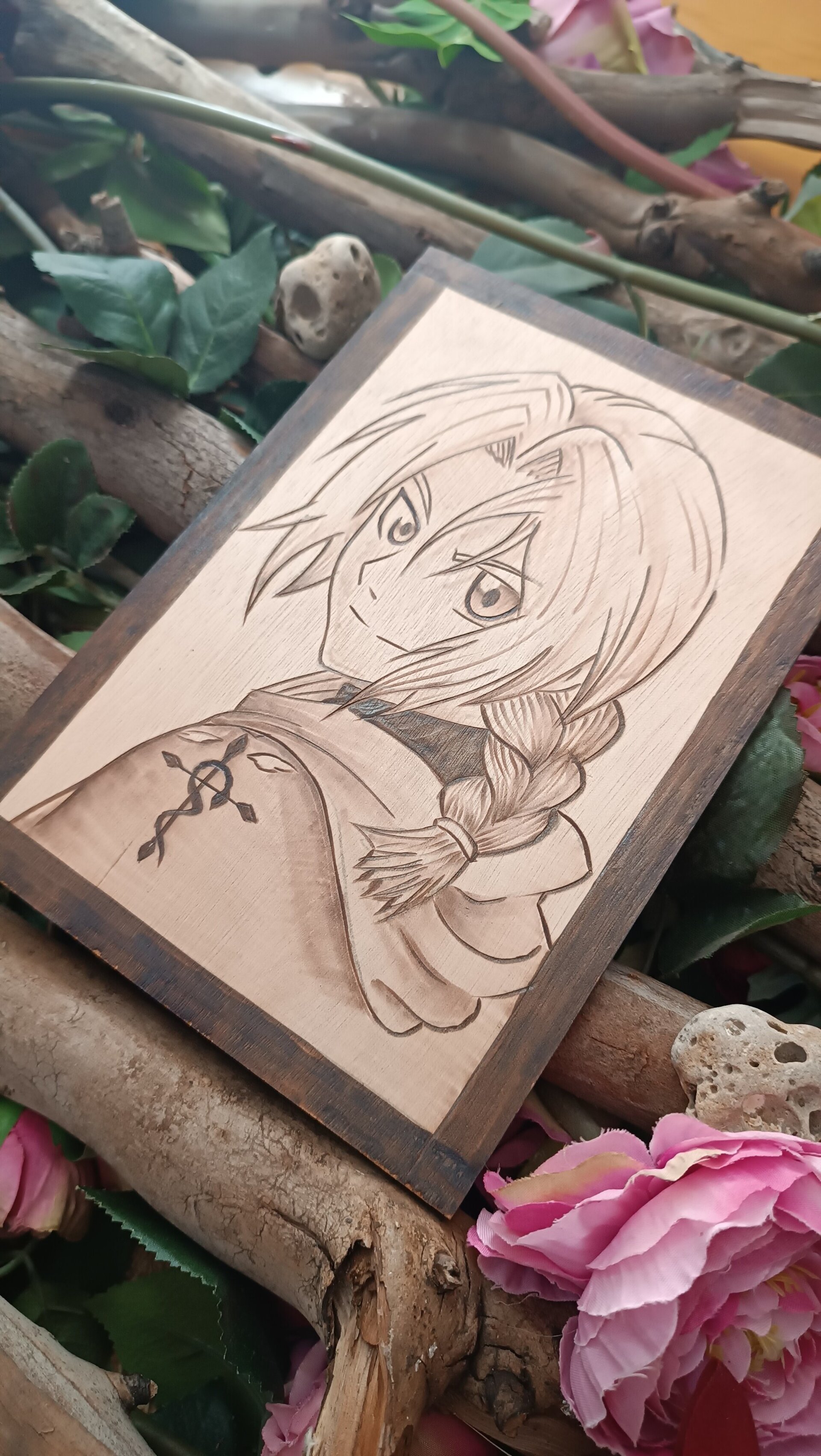 Cuadro pirograbado a mano Full metal alchemist Edward - 2