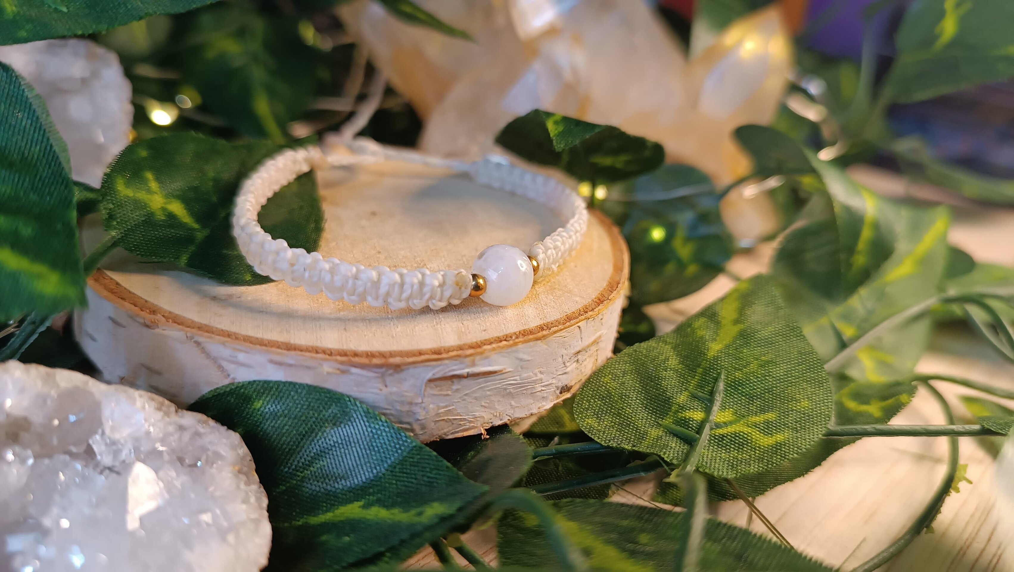 Pulseras sencillas con bolita y acero inoxidable tejida a mano macrame - 2