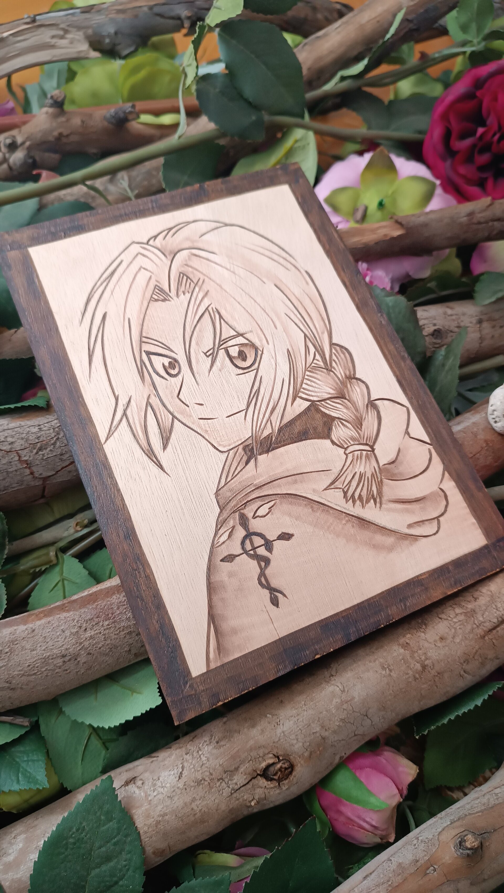 Cuadro pirograbado a mano Full metal alchemist Edward - 3