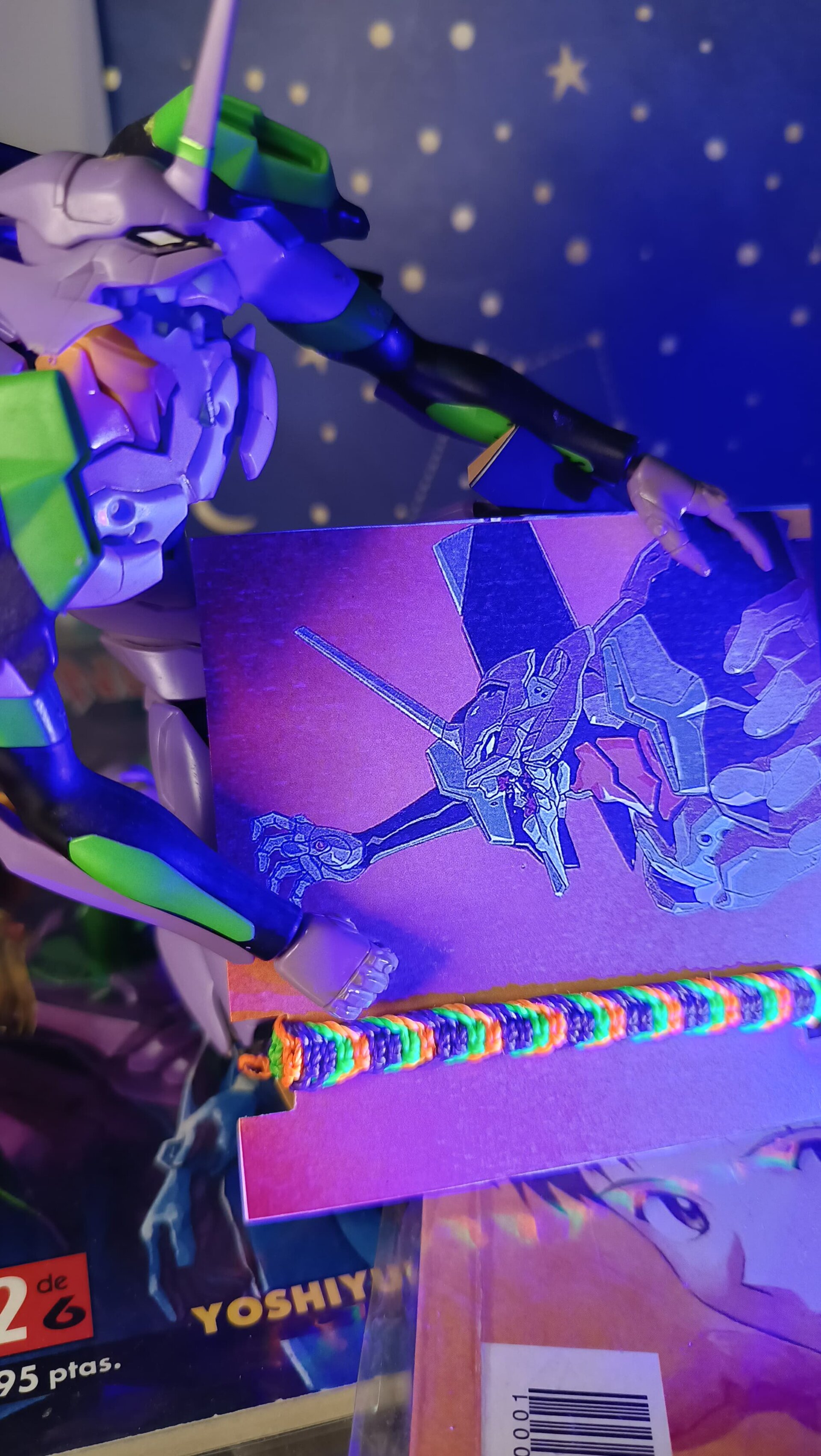 Pulsera Evangelion anime Pulsera neón tejida a mano con la técnica de macramé - 5