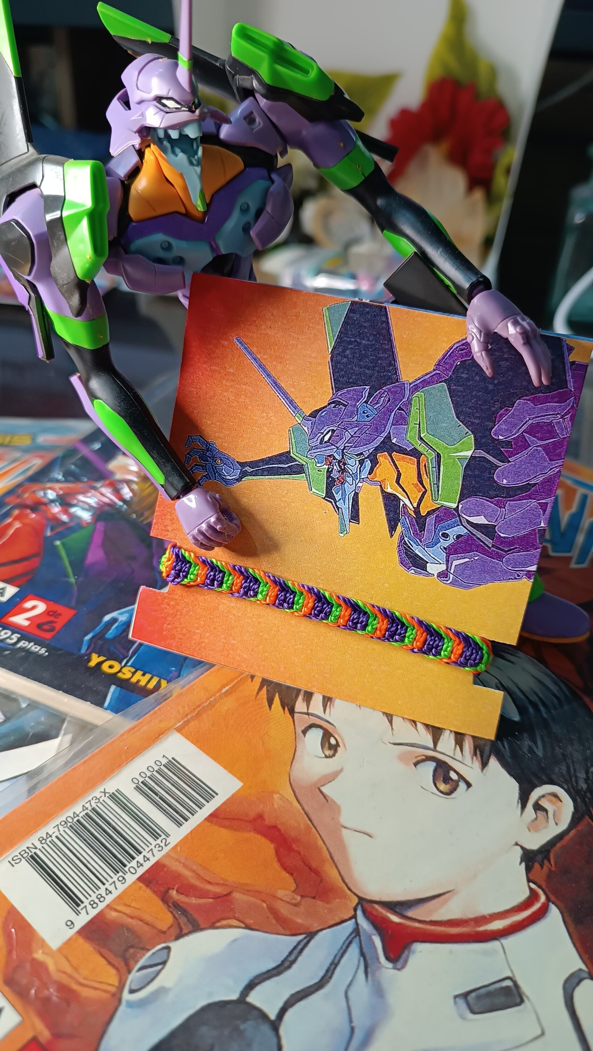 Pulsera Evangelion anime Pulsera neón tejida a mano con la técnica de macramé - 2