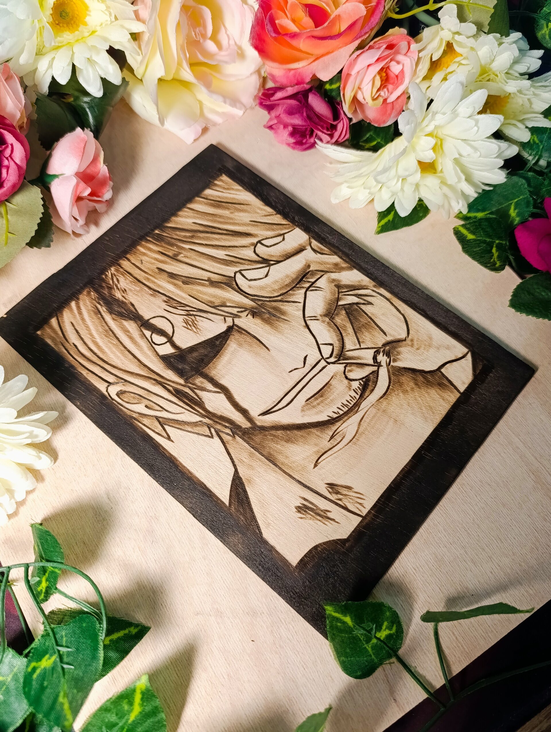 Cuadro pirograbado sanji - 2