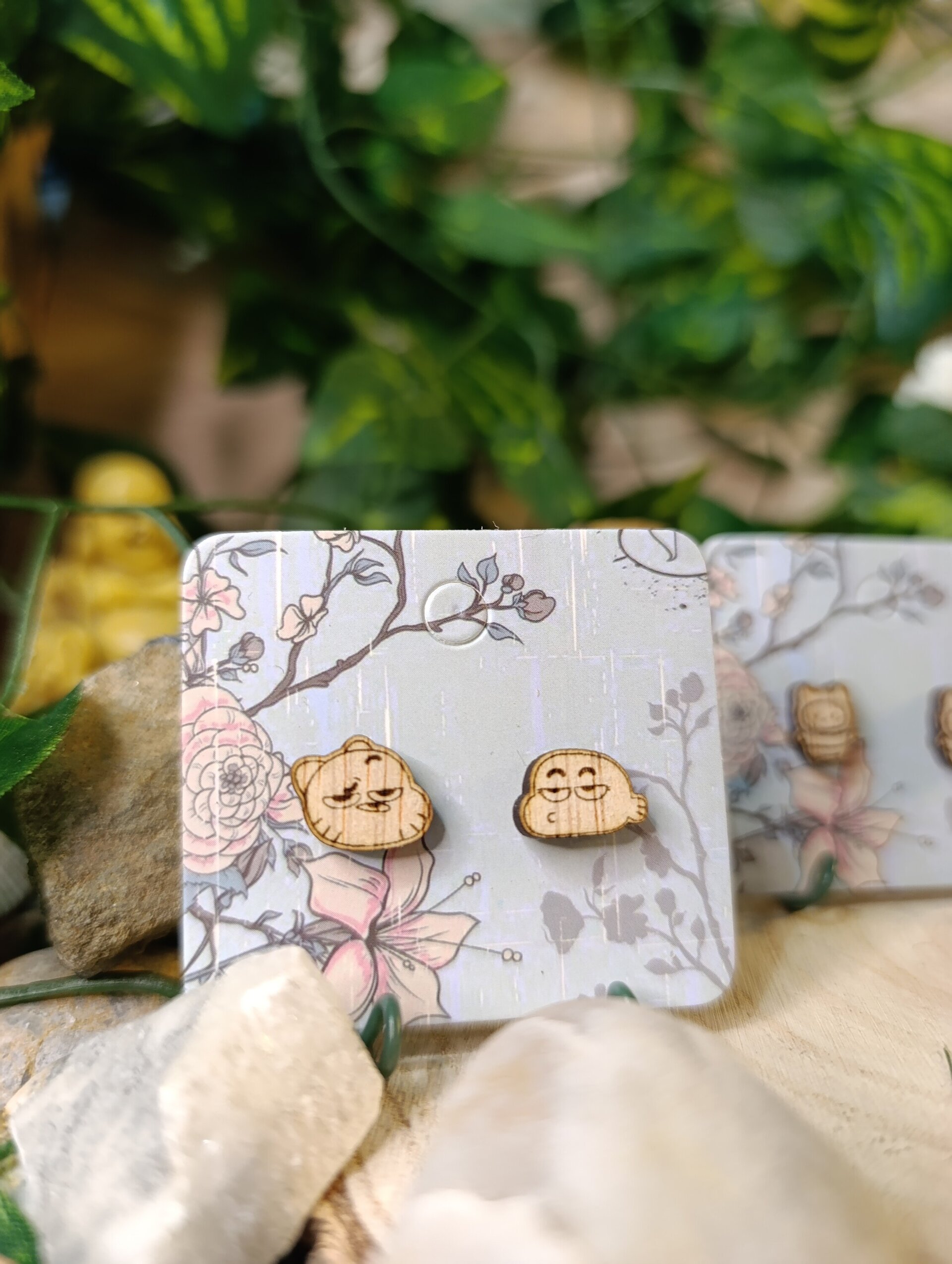 Pendientes dibujos animados de madera - 3