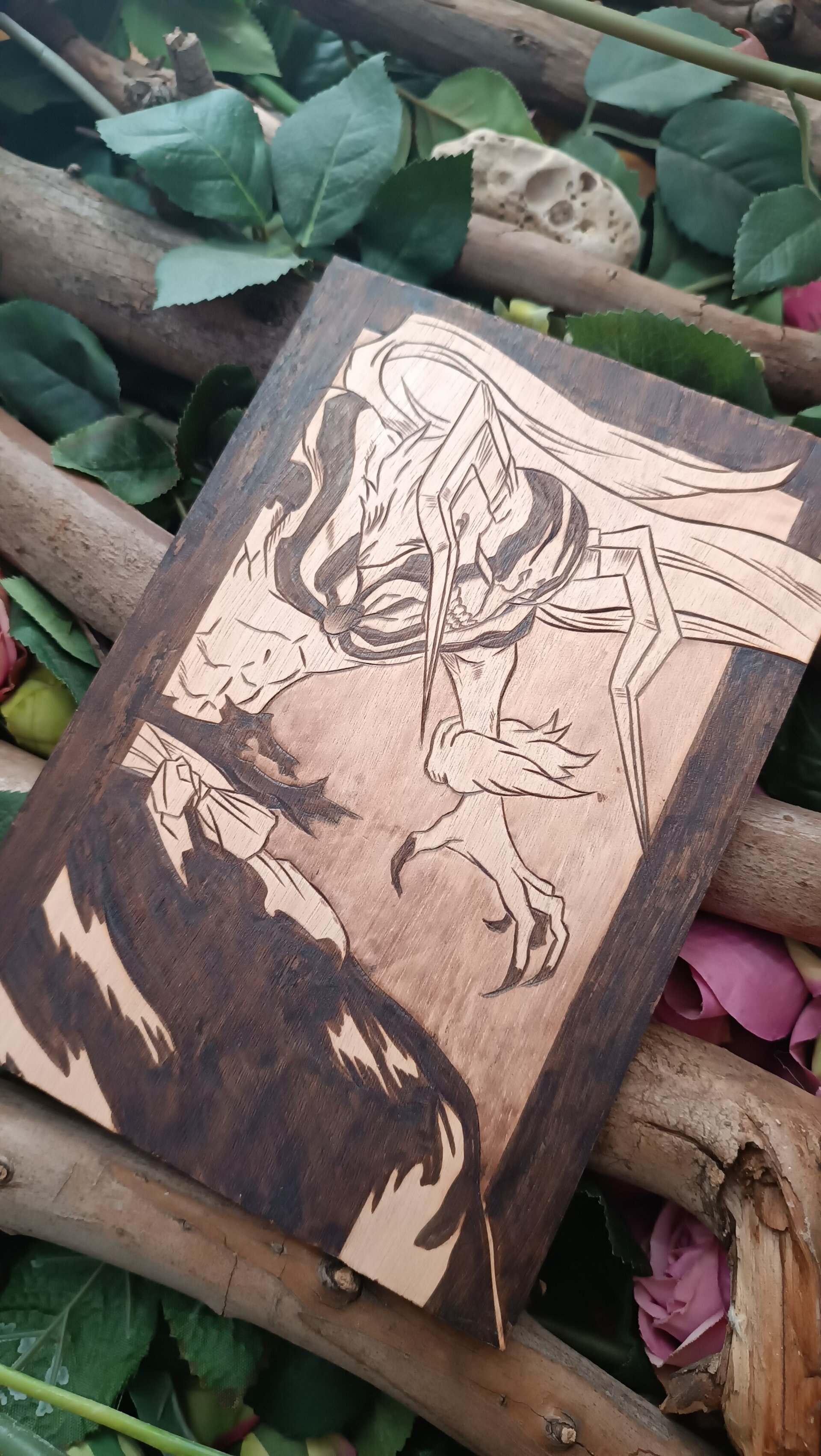 Cuadro anime pirograbado en madera a mano de Bleach Ichigo bastolorde - 5