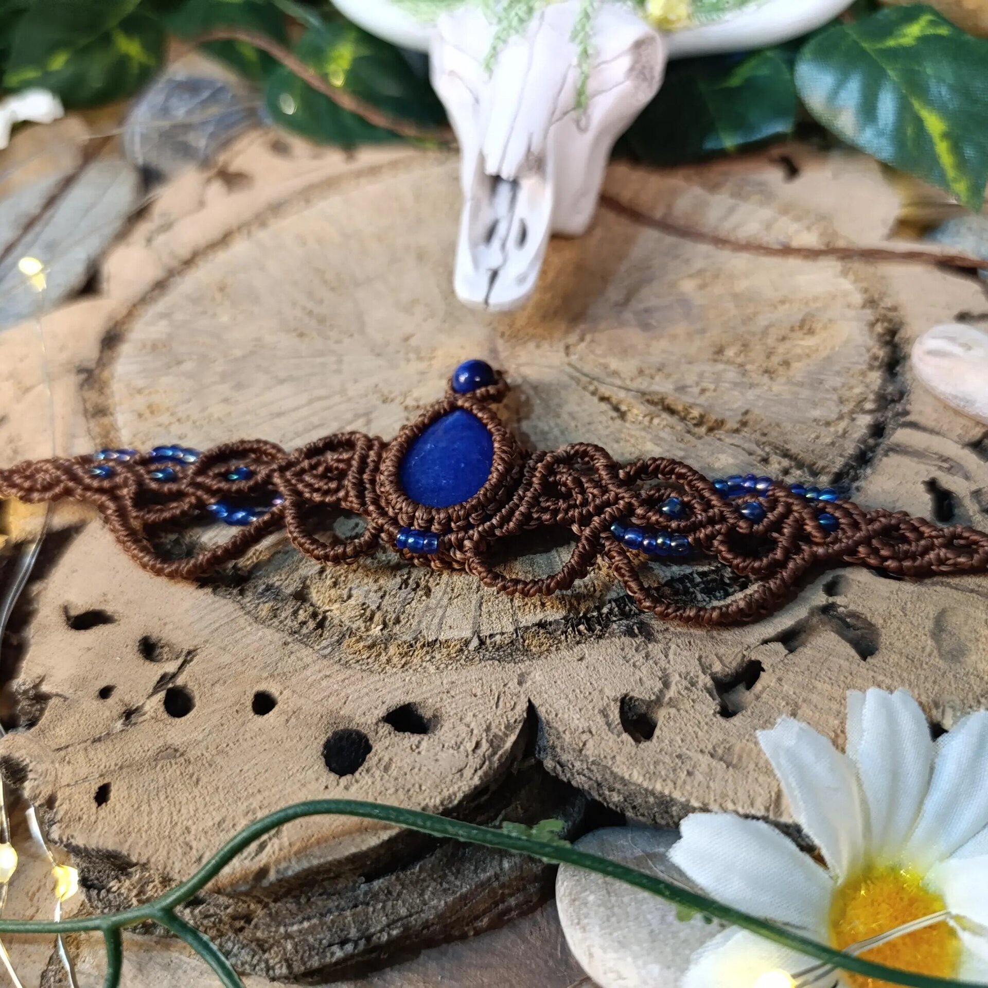 Gargantilla/Choker macramé con piedra natural - 3