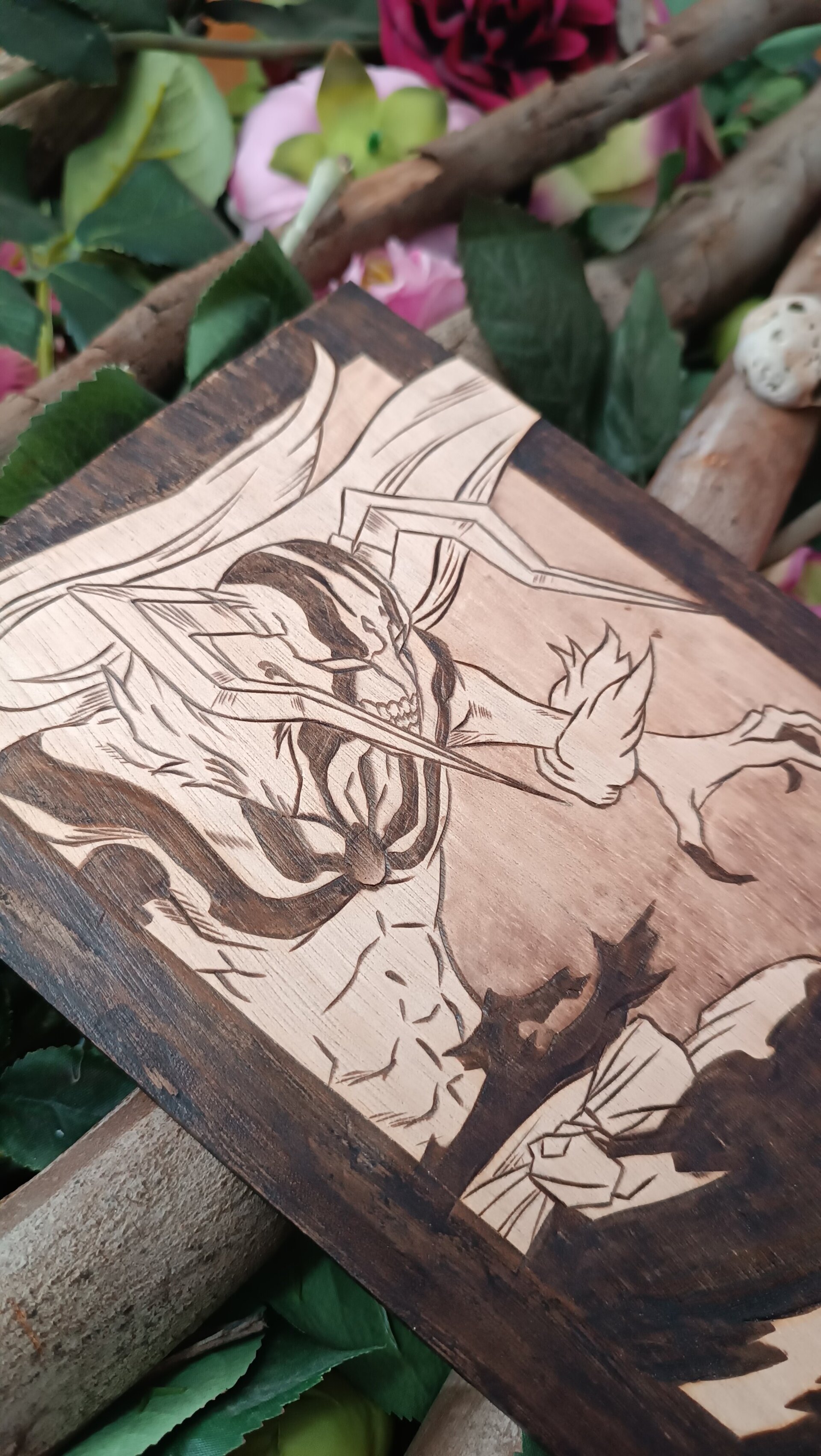 Cuadro anime pirograbado en madera a mano de Bleach Ichigo bastolorde - 3