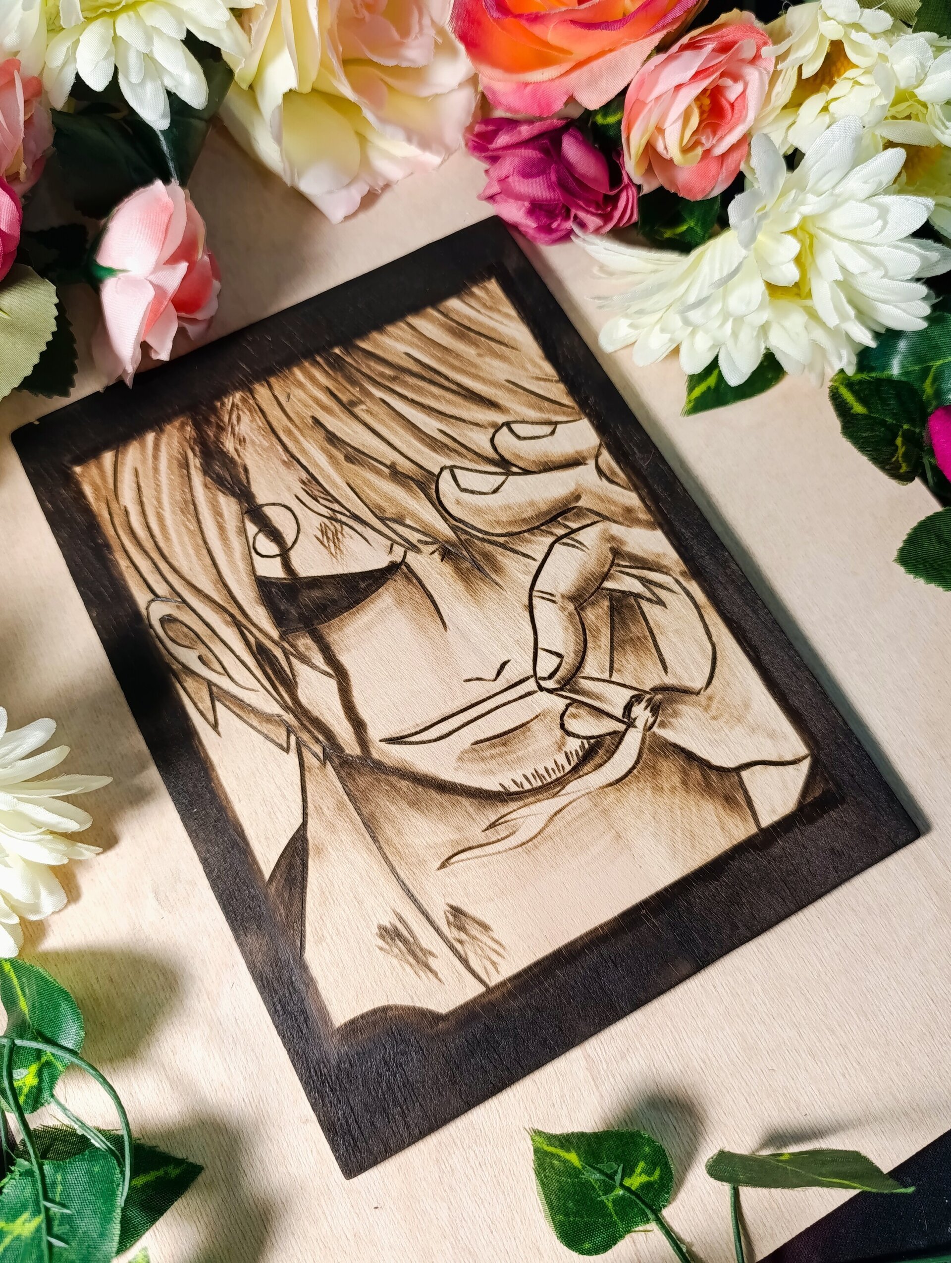 Cuadro pirograbado sanji - 5