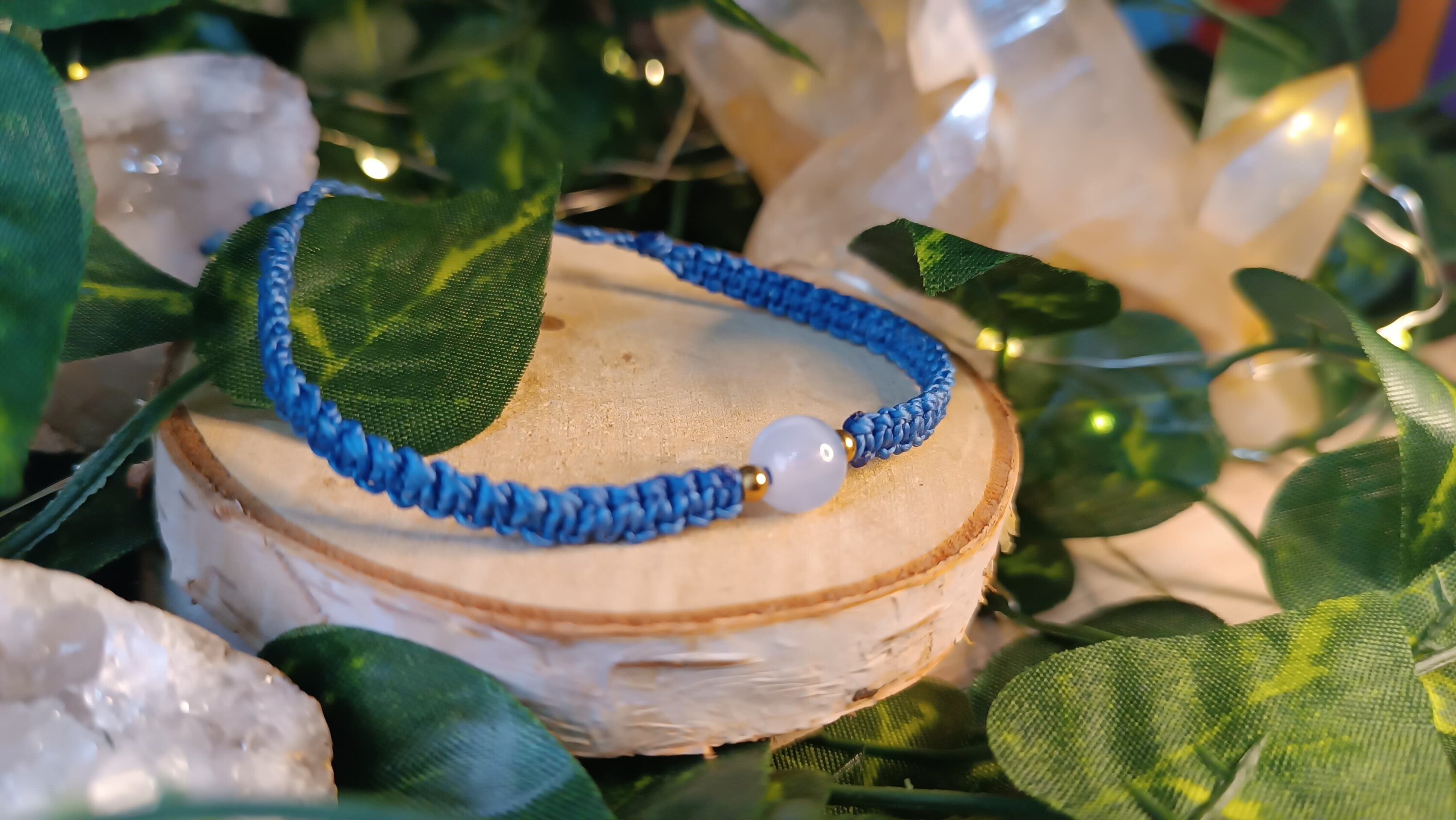 Pulseras sencillas con bolita y acero inoxidable tejida a mano macrame - 7