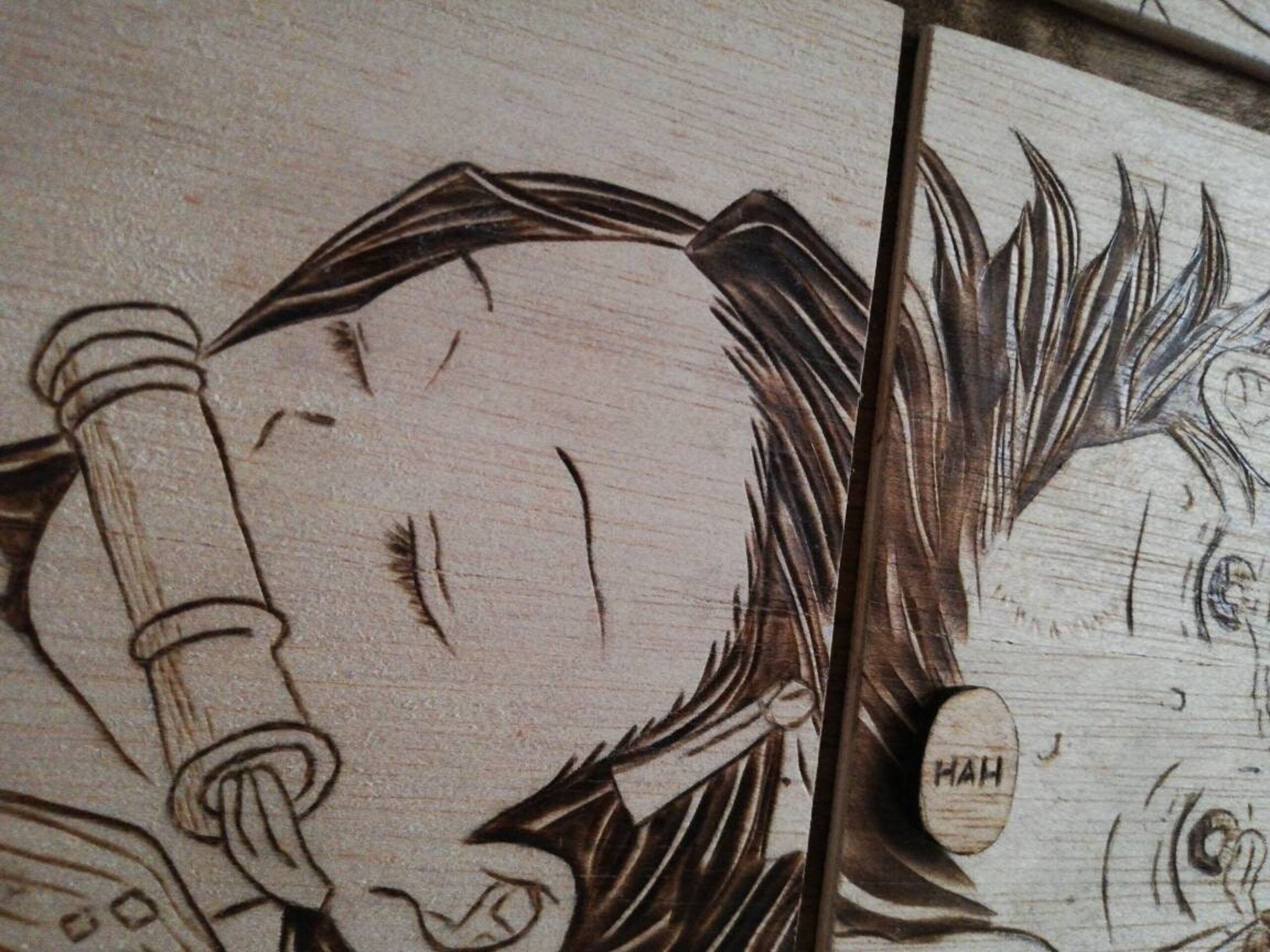 Cuadro Kimetsu No Yaiba Tanjiro y Nezuko Pirografia Pirograbado - 2