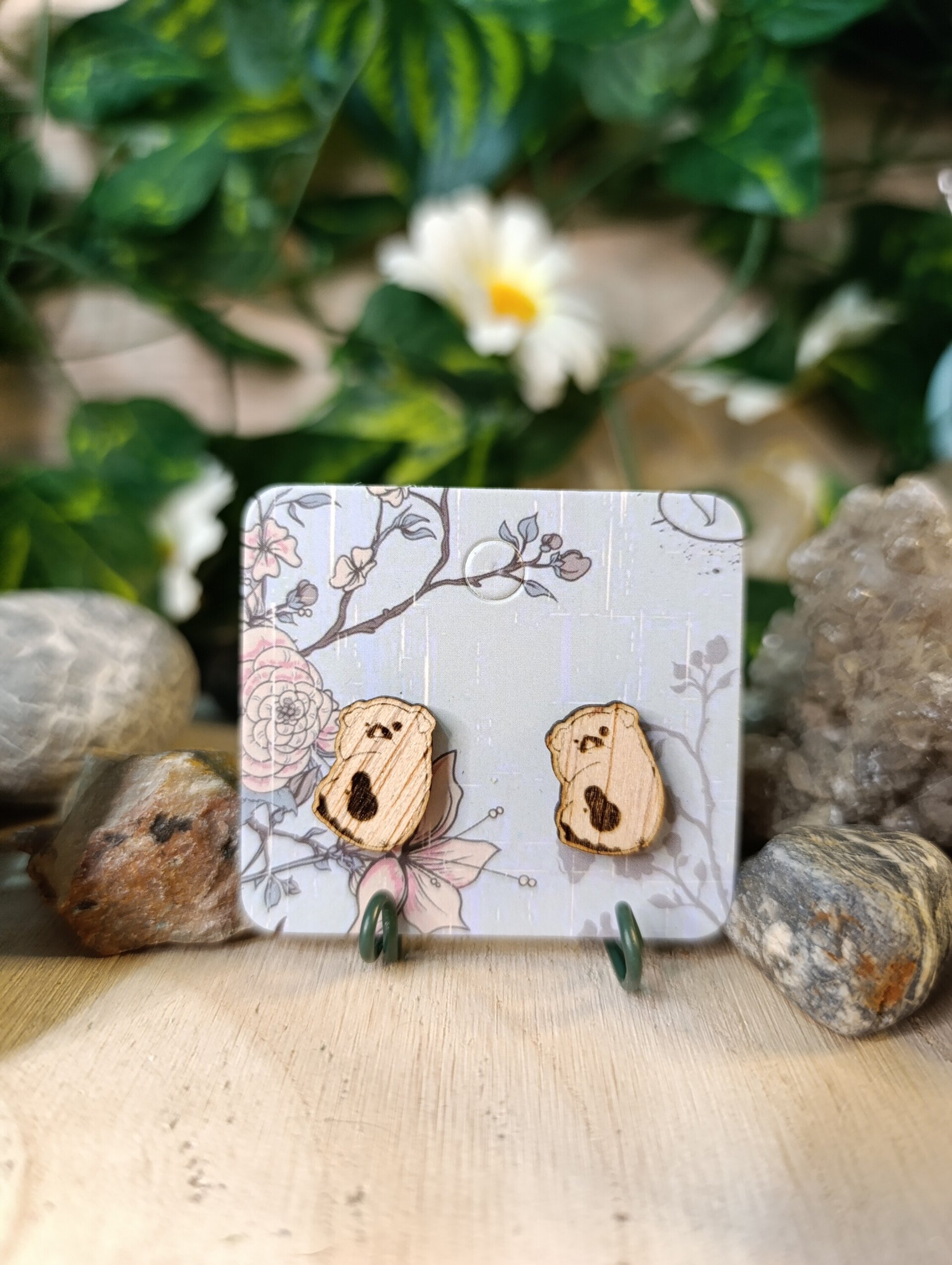 Pendientes dibujos animados de madera - 2