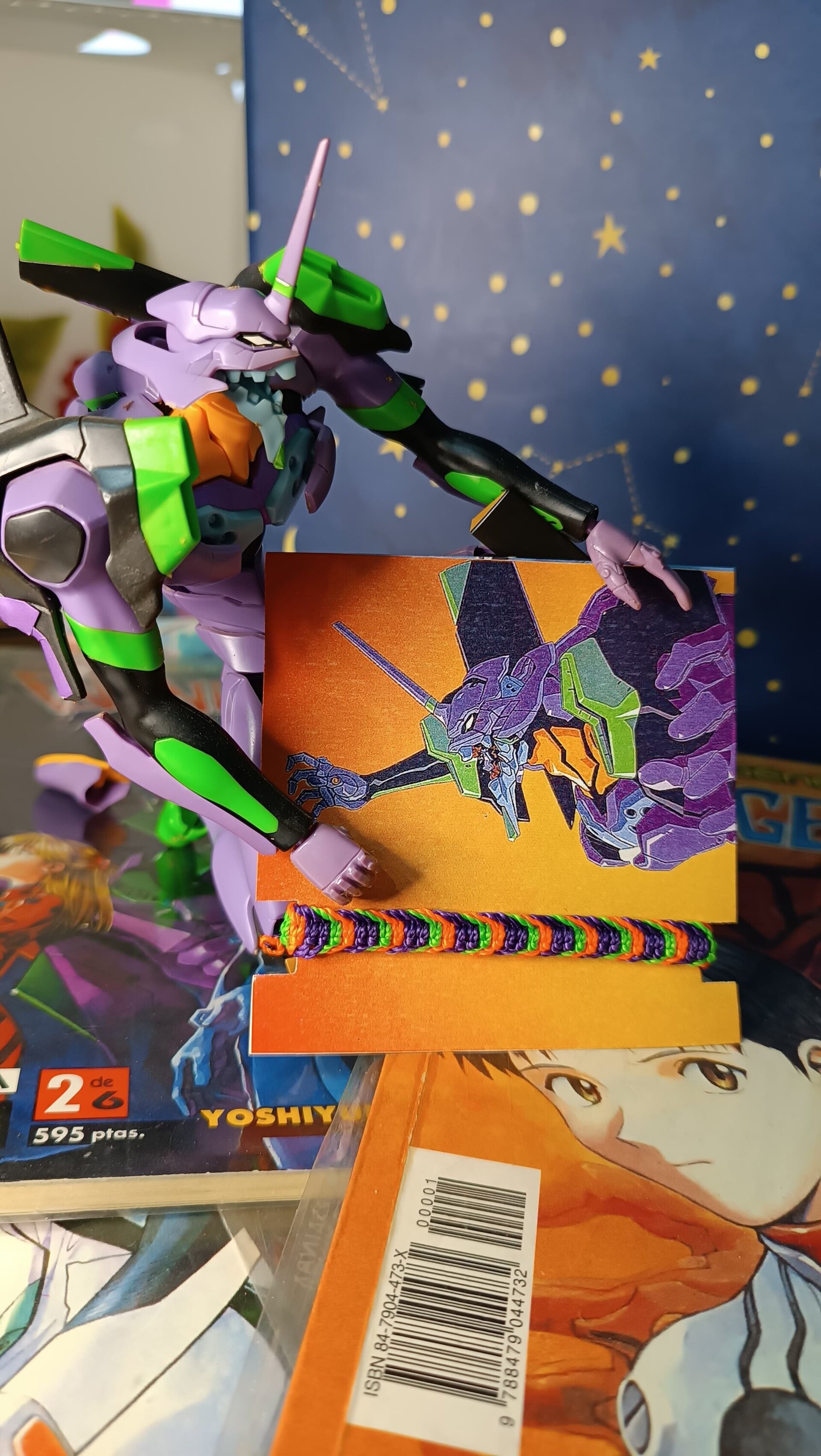 Pulsera Evangelion anime Pulsera neón tejida a mano con la técnica de macramé - 7