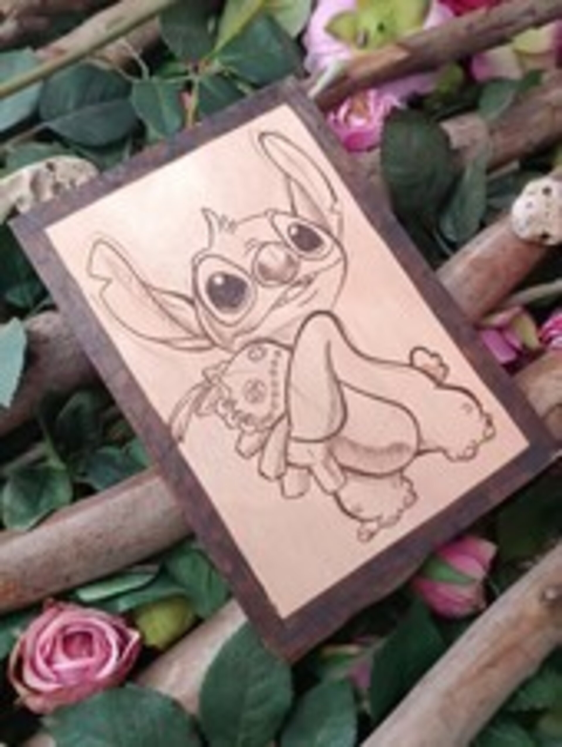 Cuadro Stitch Disney Pirografía, Pirograbado. - 2
