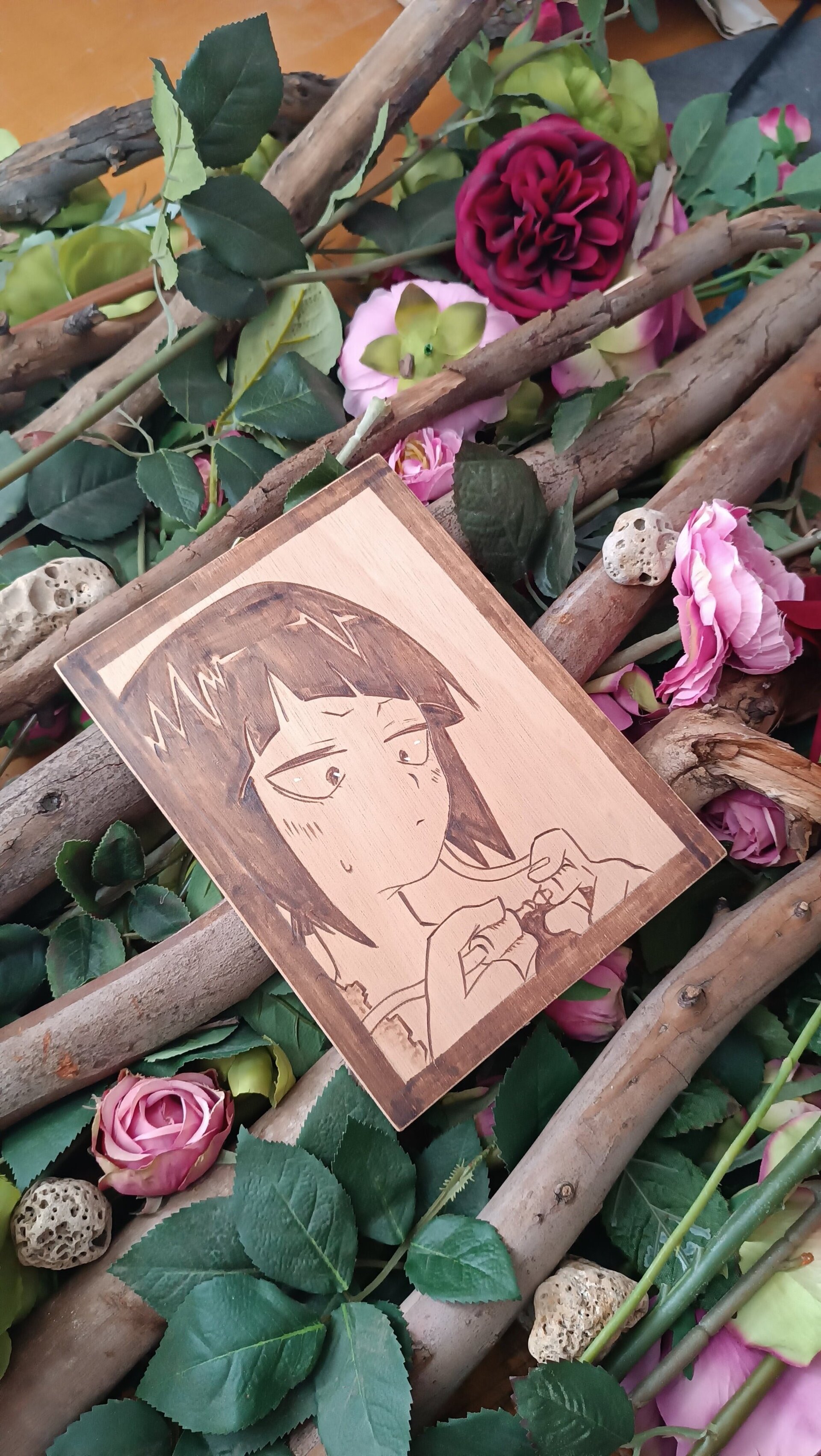 Cuadro Kyoka Jiro Boku No Hero Pirografía Pirograbado - 2