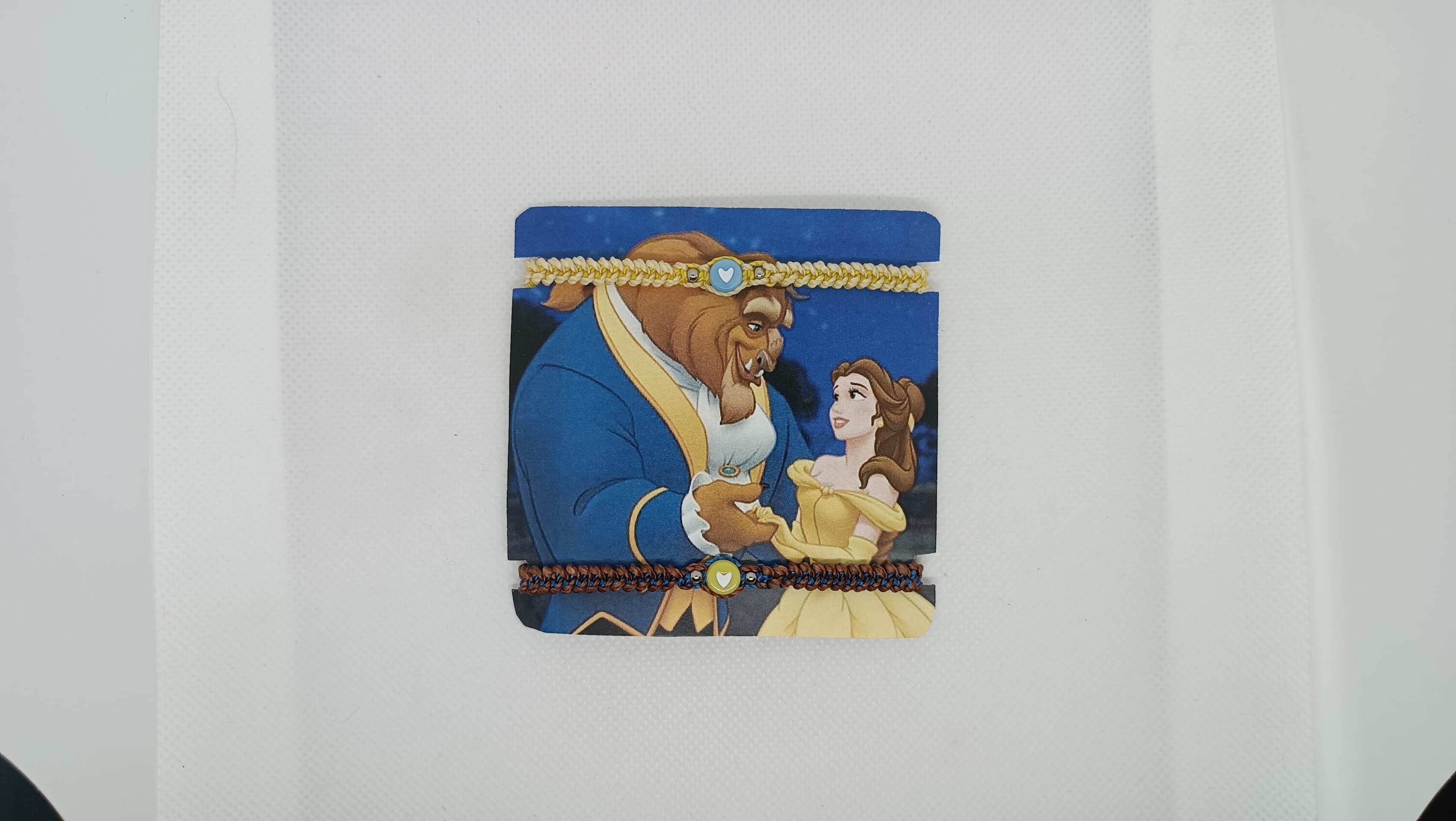 Pulseras pareja disney bella y bestia con piedra natural y tejida a mano - 4