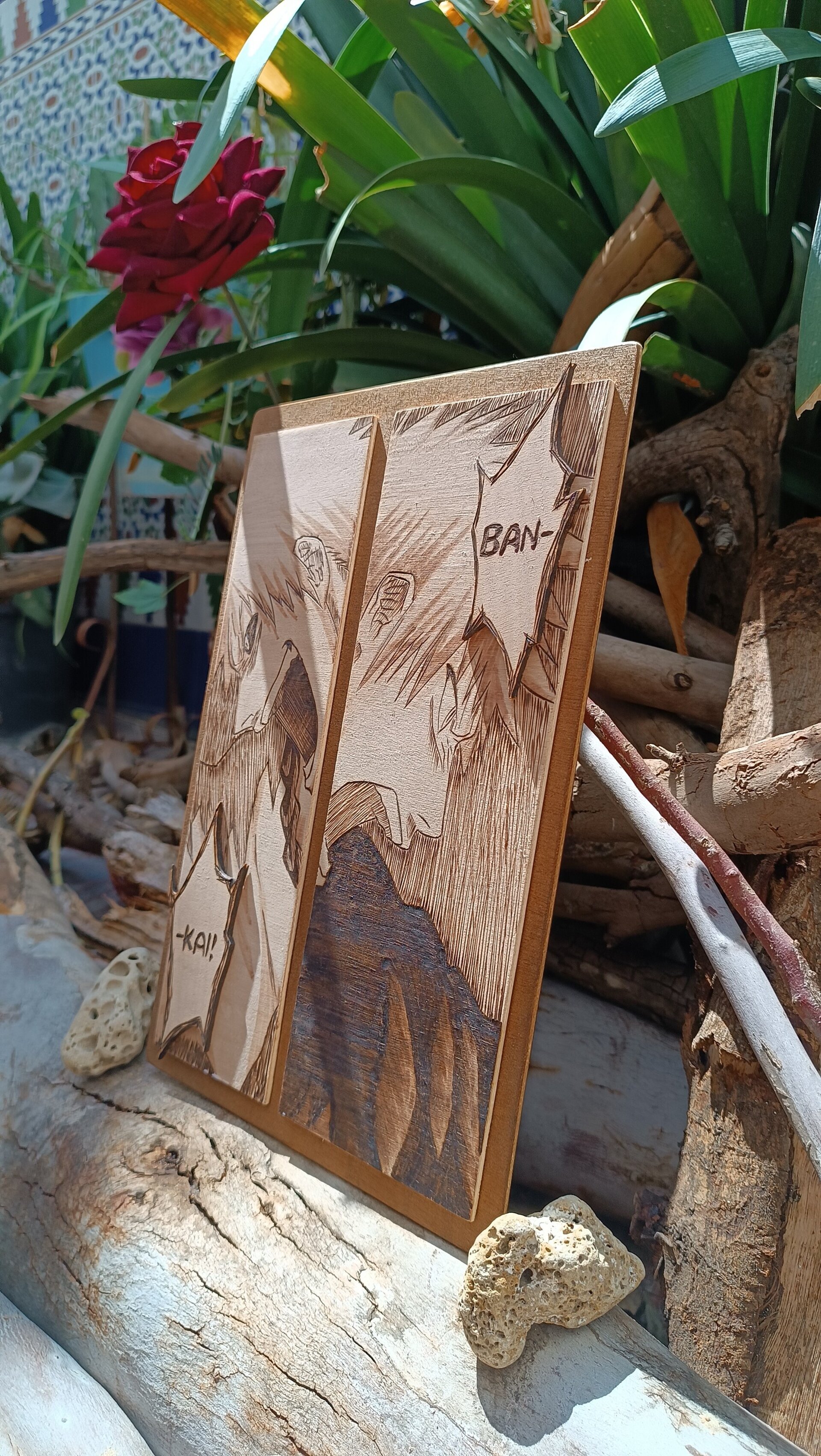 Cuadro Bleach bankai pirograbado en madera - 3