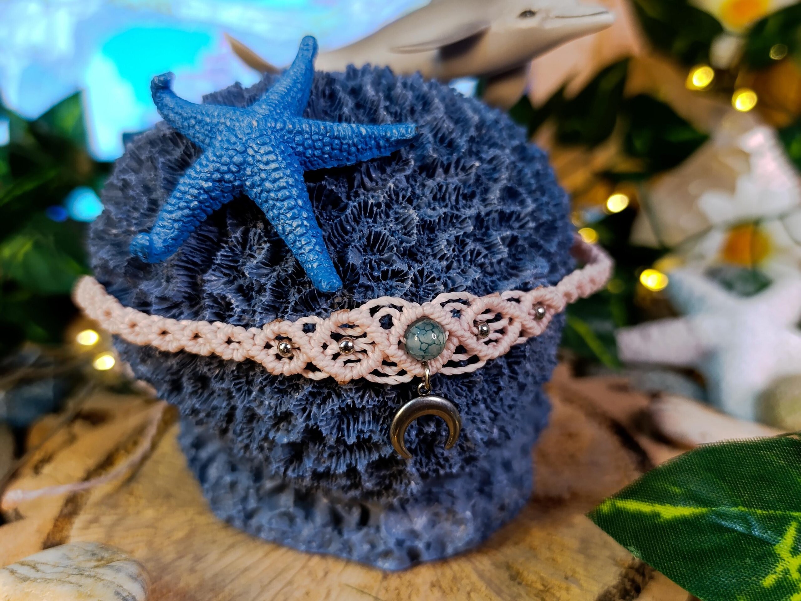 Gargantilla macramé con piedra natural y acero inoxidable Macrame necklace - 2