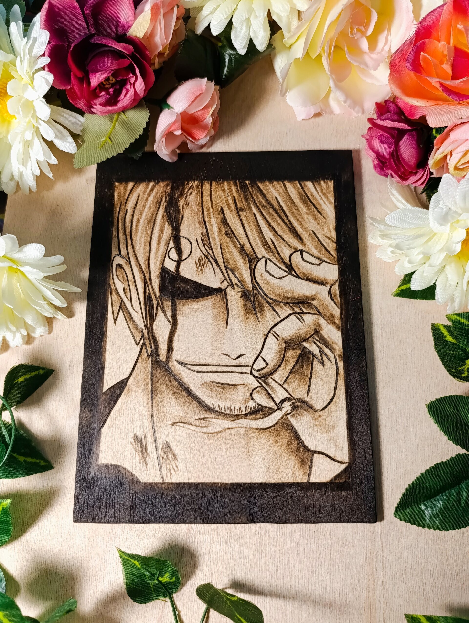 Cuadro pirograbado sanji - 4