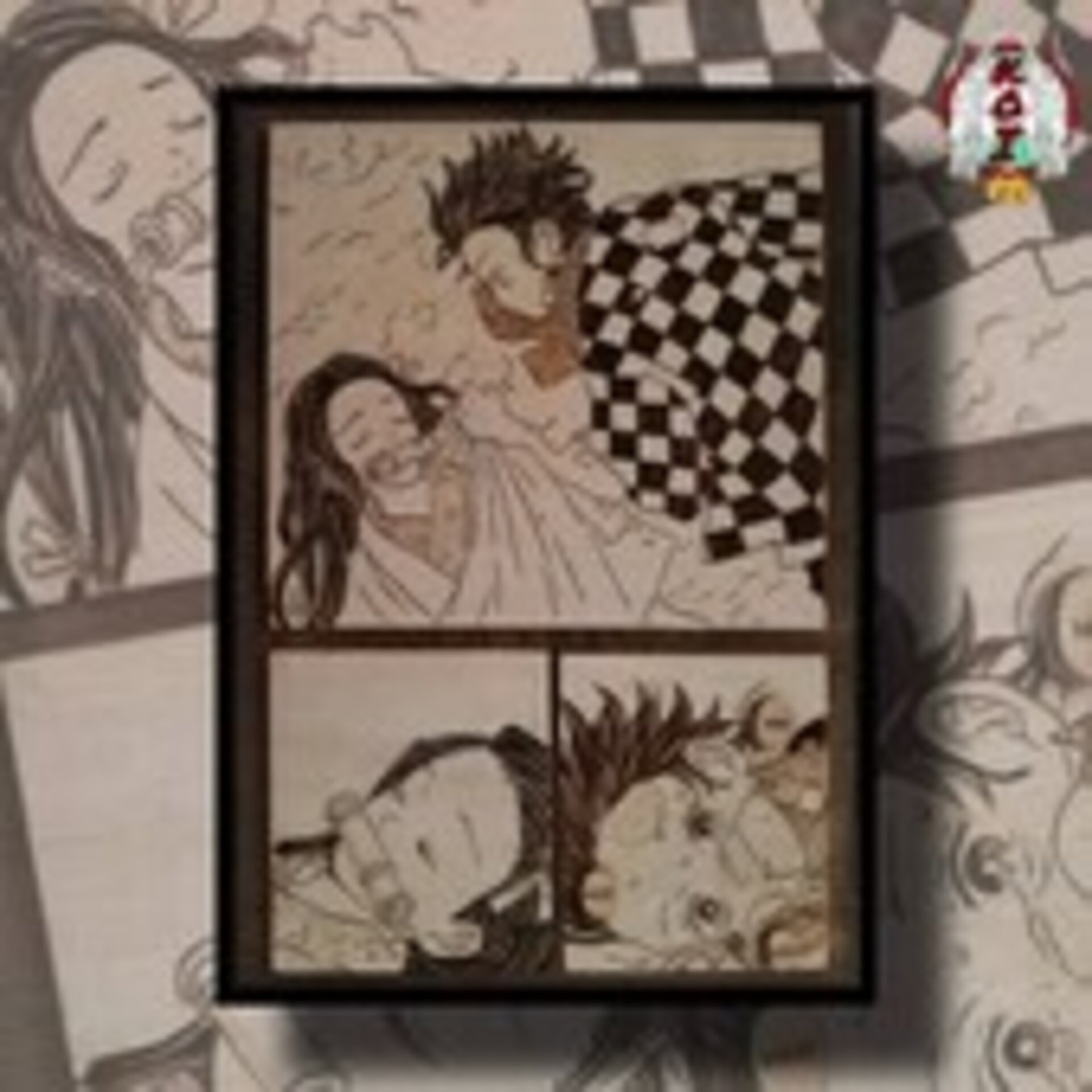 Cuadro Kimetsu No Yaiba Tanjiro y Nezuko Pirografia Pirograbado - 5