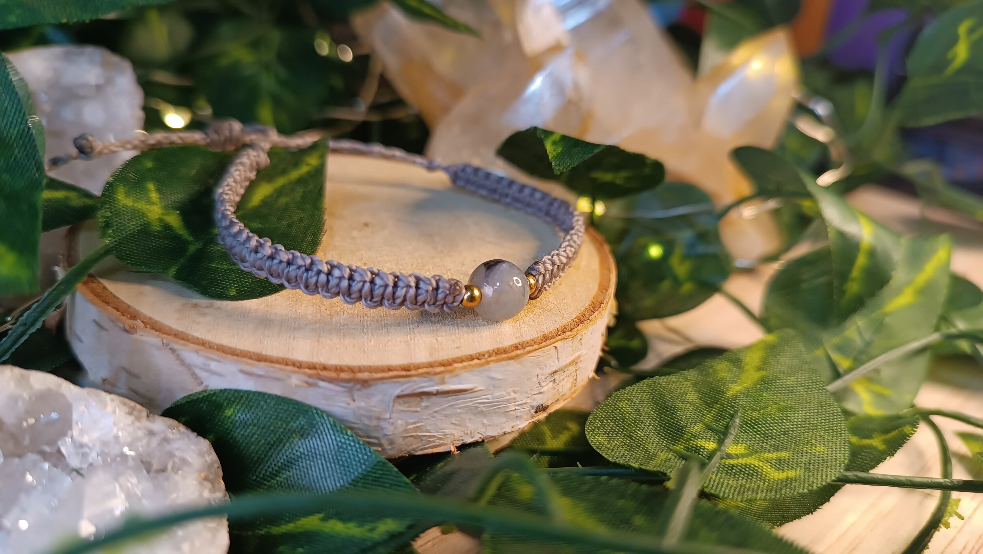 Pulseras sencillas con bolita y acero inoxidable tejida a mano macrame - 3