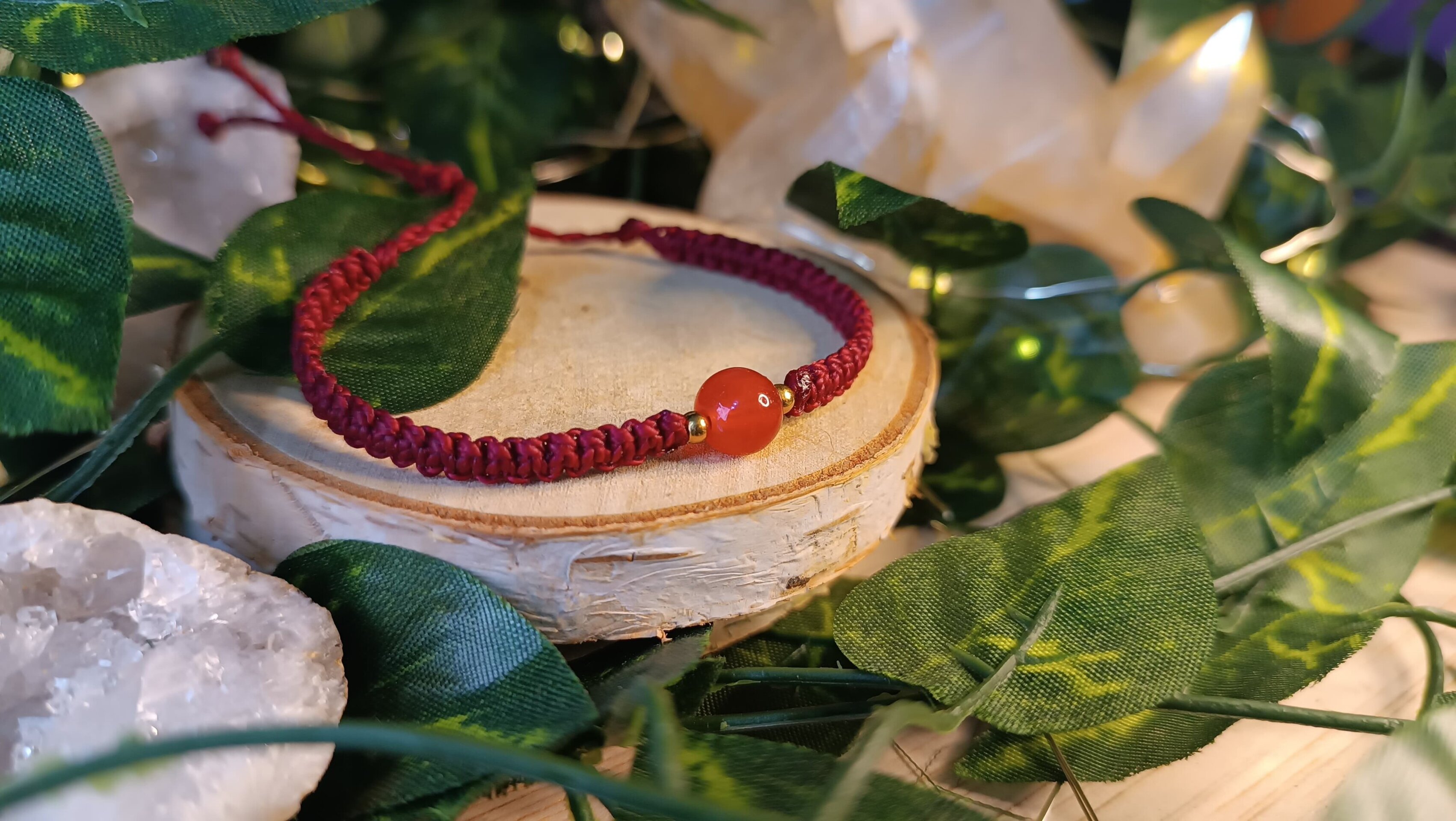 Pulseras sencillas con bolita y acero inoxidable tejida a mano macrame - 5