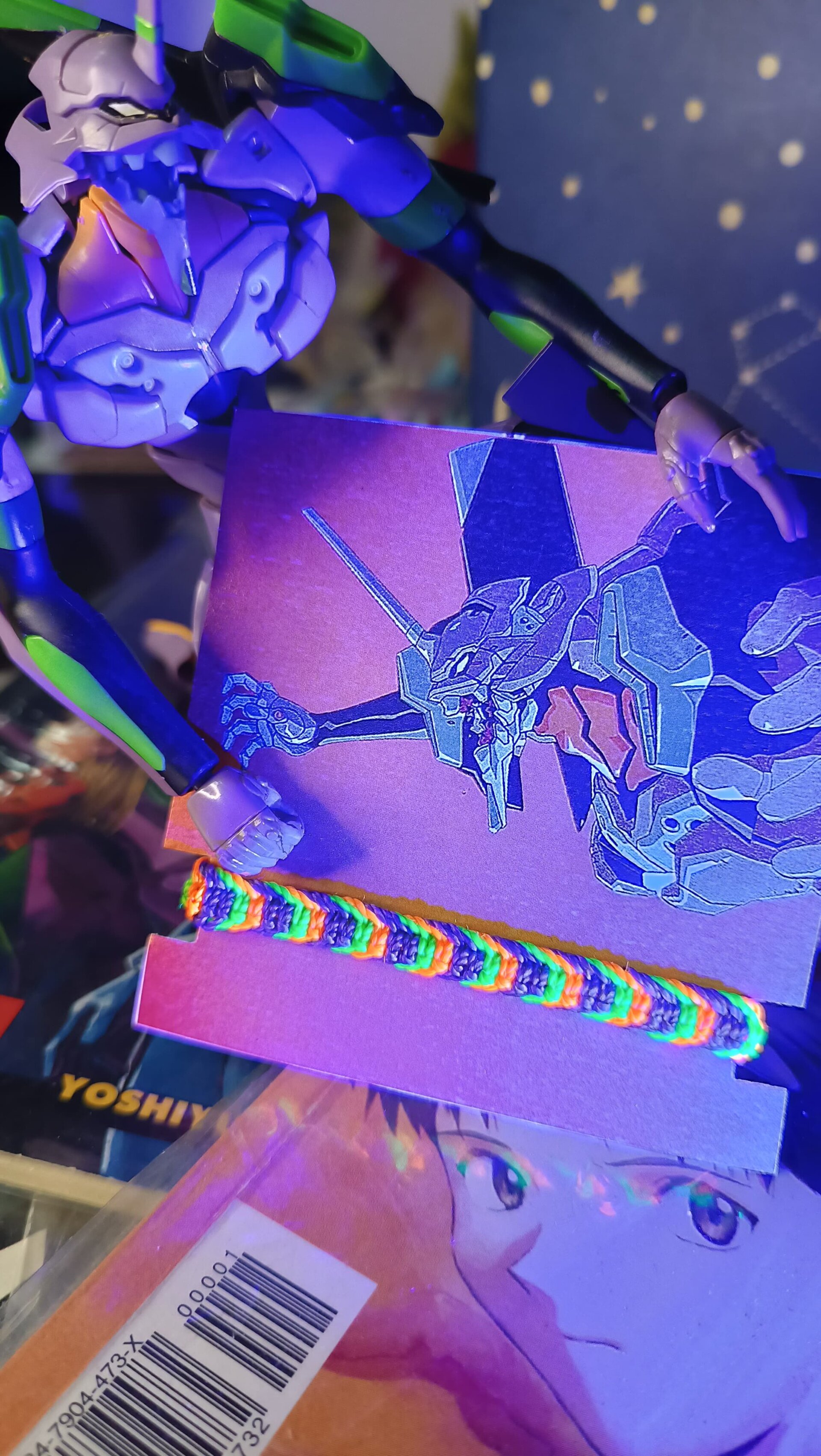 Pulsera Evangelion anime Pulsera neón tejida a mano con la técnica de macramé - 4