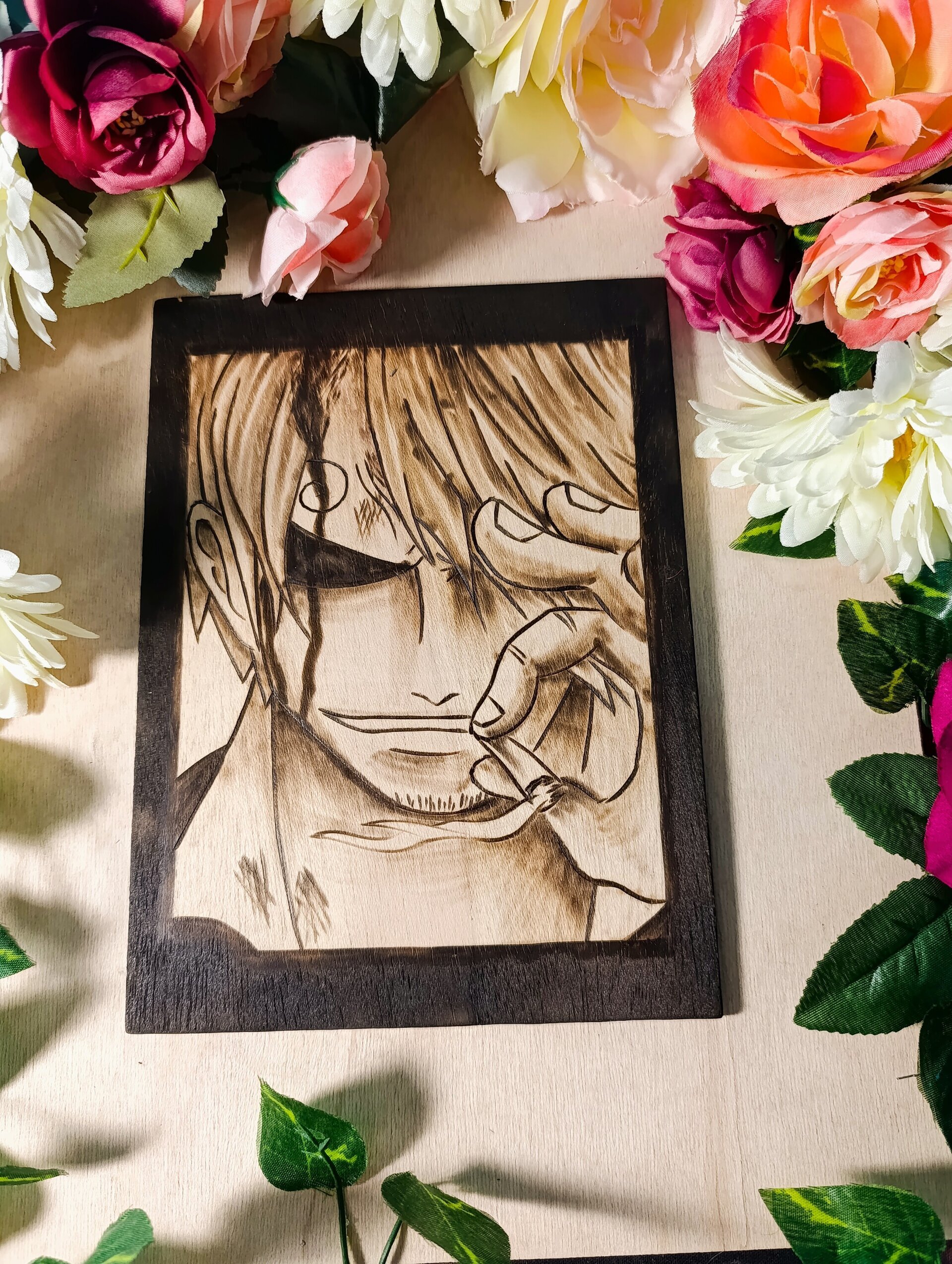 Cuadro pirograbado sanji - 3