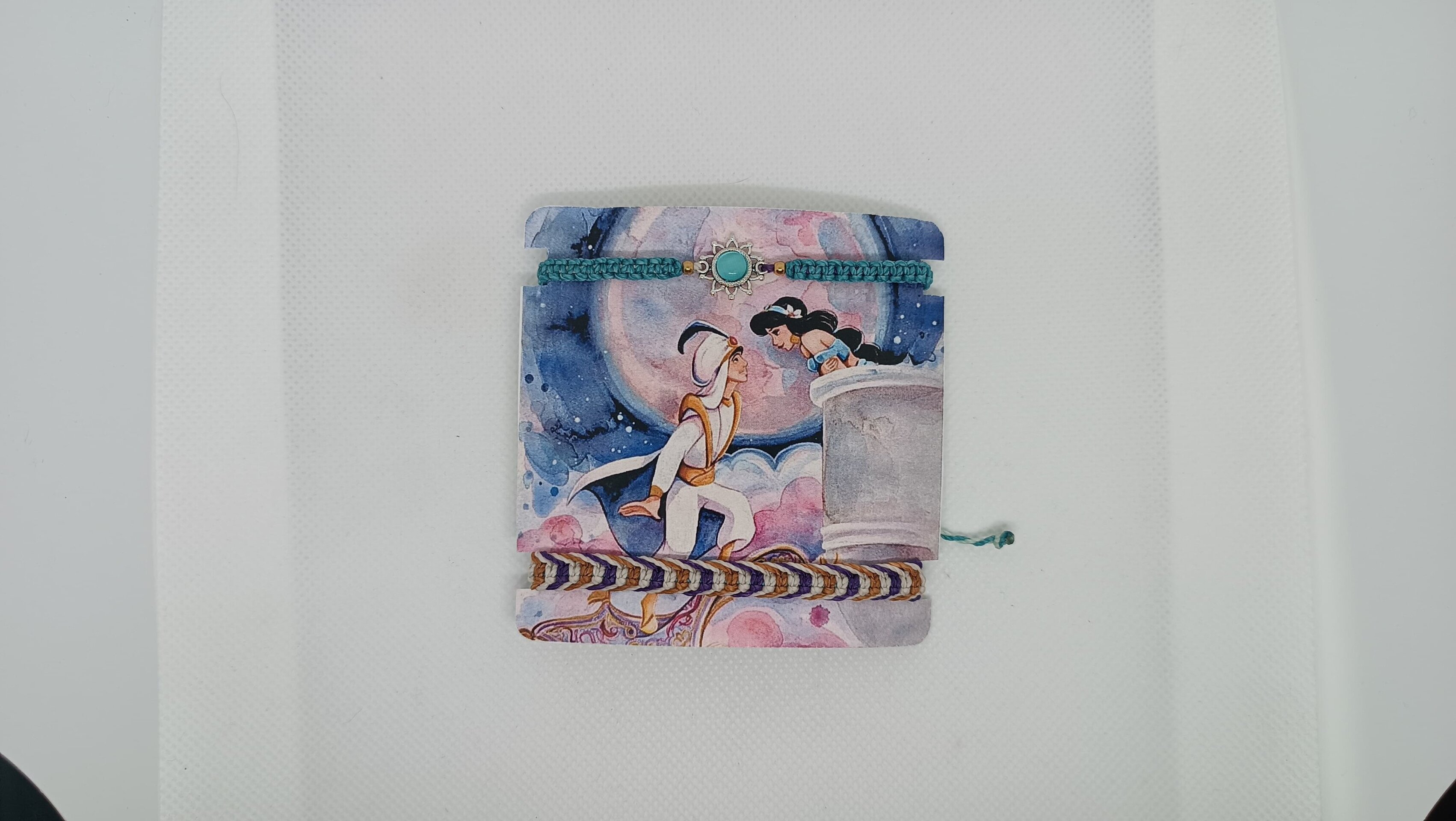Pulseras Disney Aladín y Jazmín con piedra natural y tejidas a mano macrame - 6