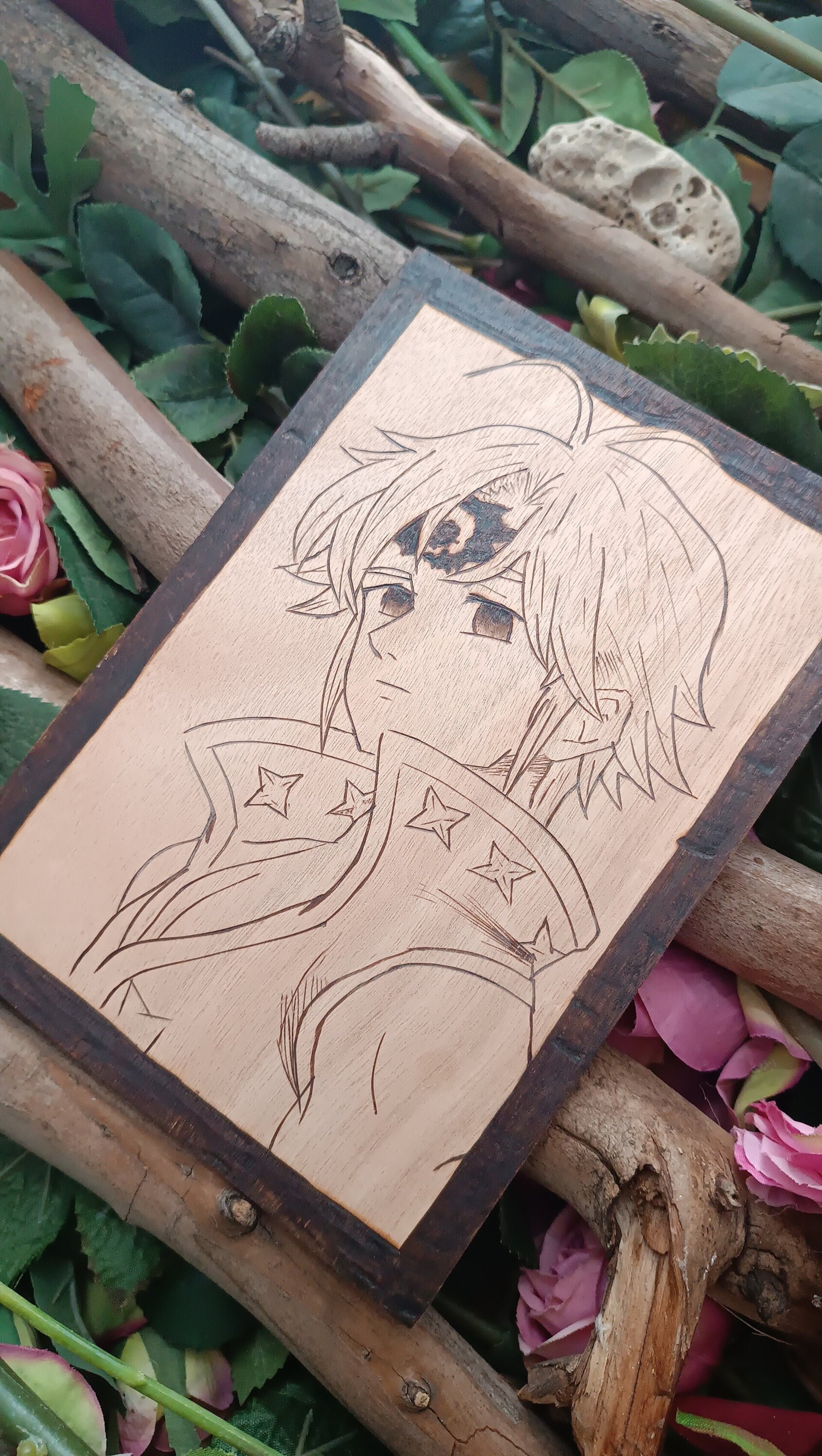 Cuadro Meliodas Nanatsu no Taizai pirograbado pirografia anime - 2