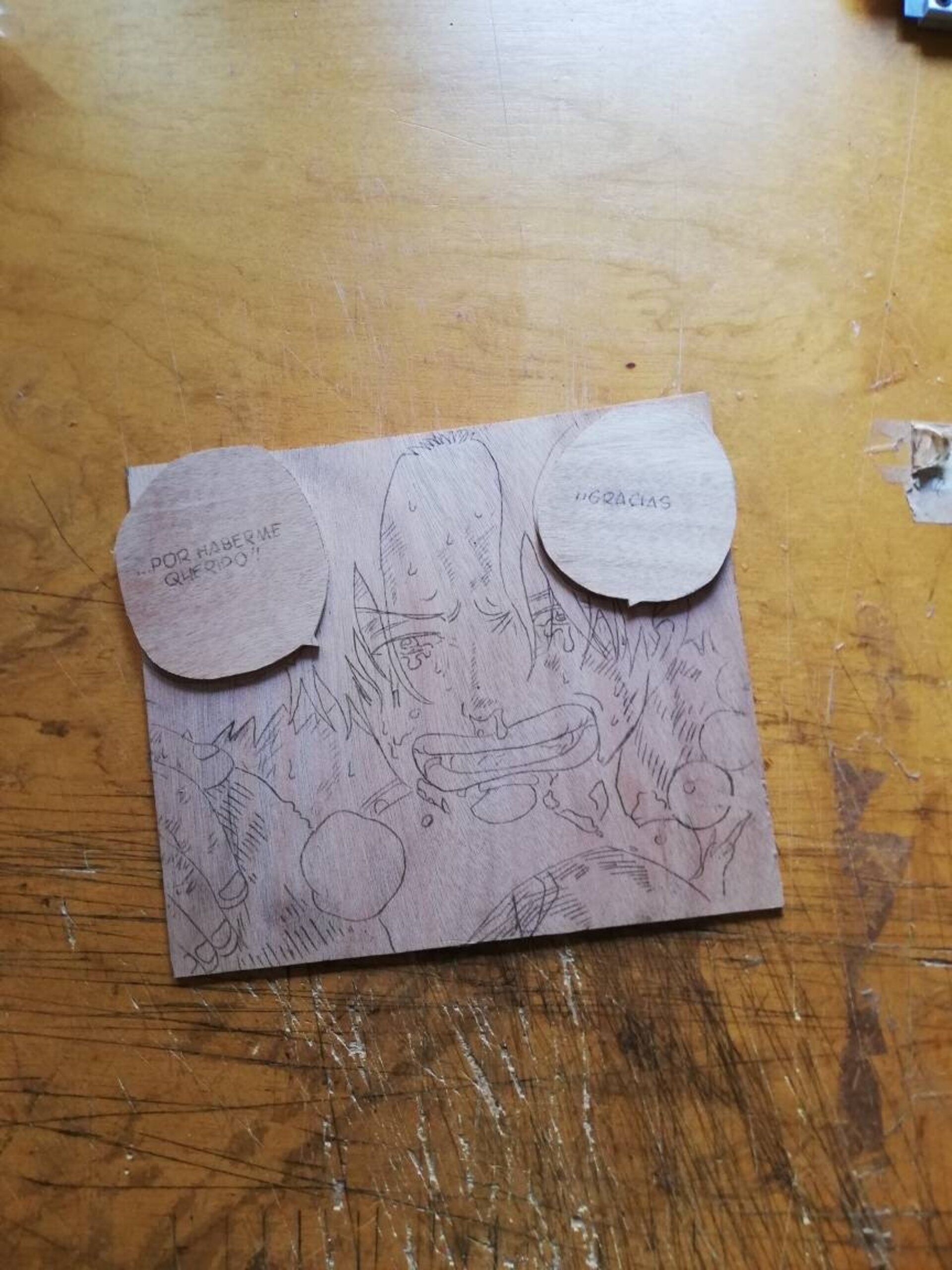 Cuadro Ace One Piece pirografia pirograbado - 2