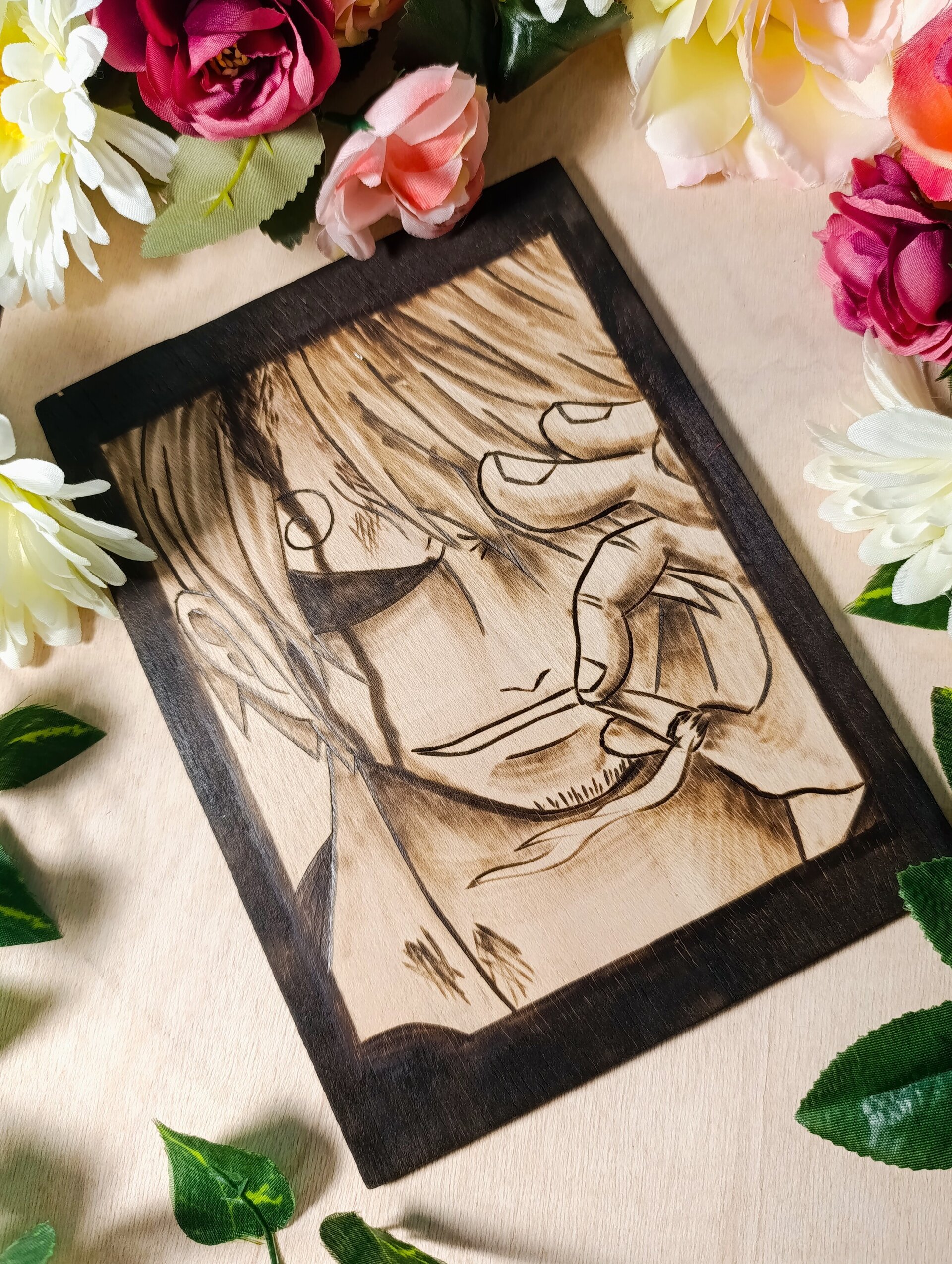 Cuadro pirograbado sanji - 6